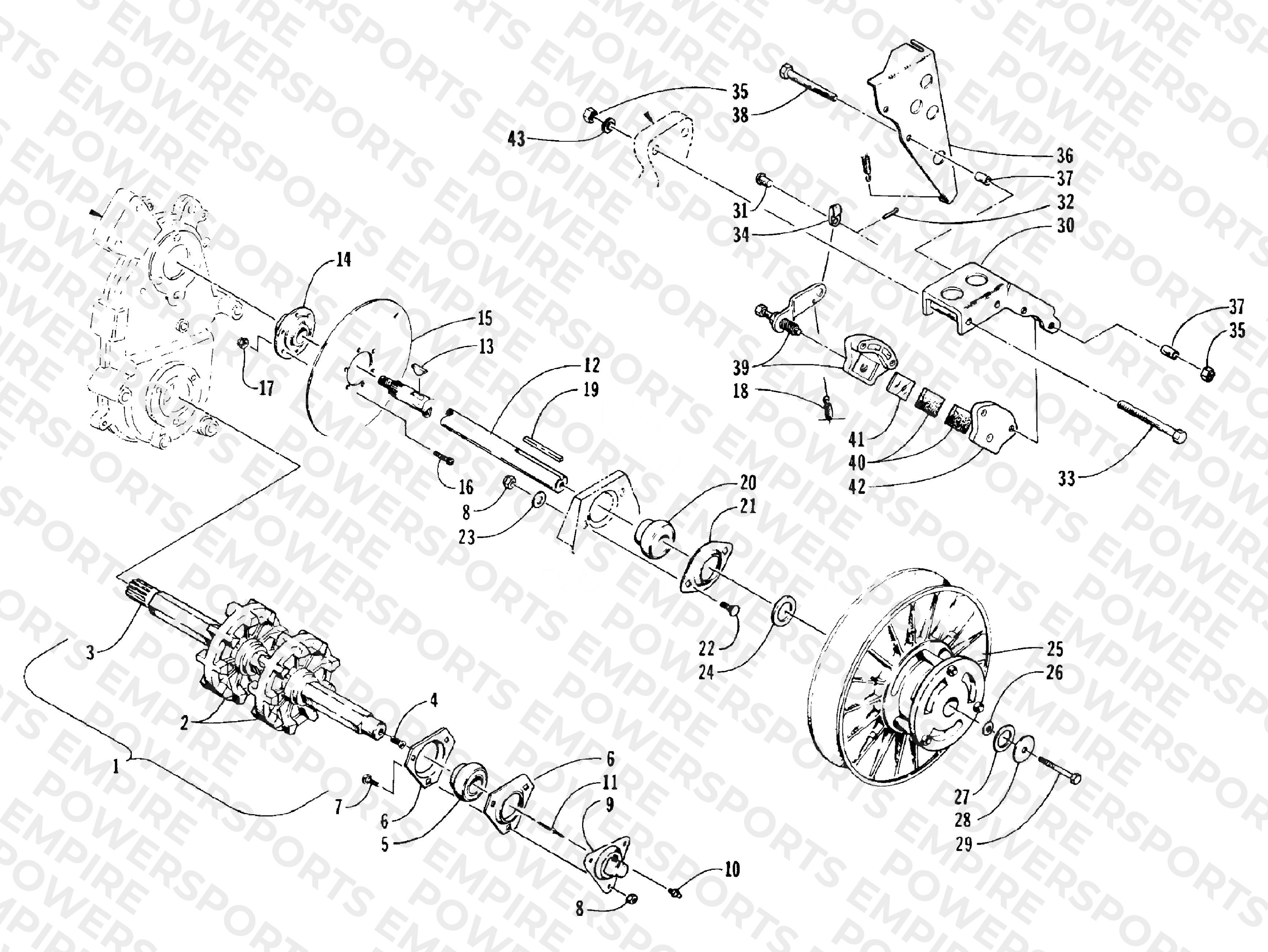 DRIVE TRAIN SHAFTS AND BRAKE ASSEMBLIES
