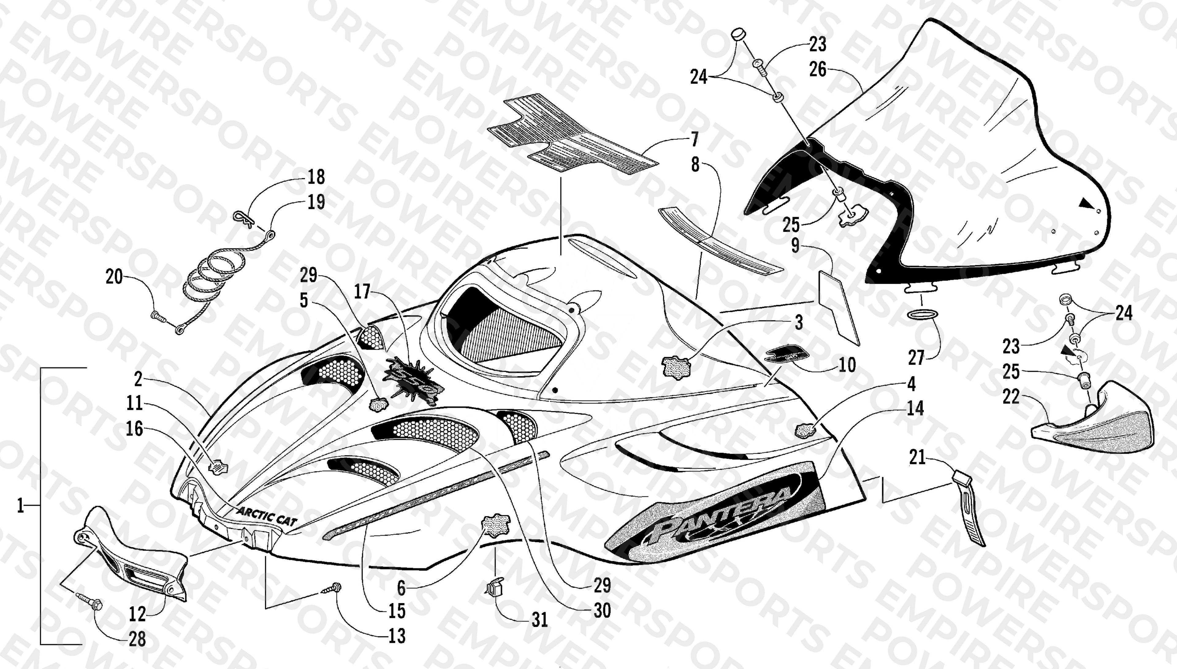 HOOD AND WINDSHIELD ASSEMBLY
