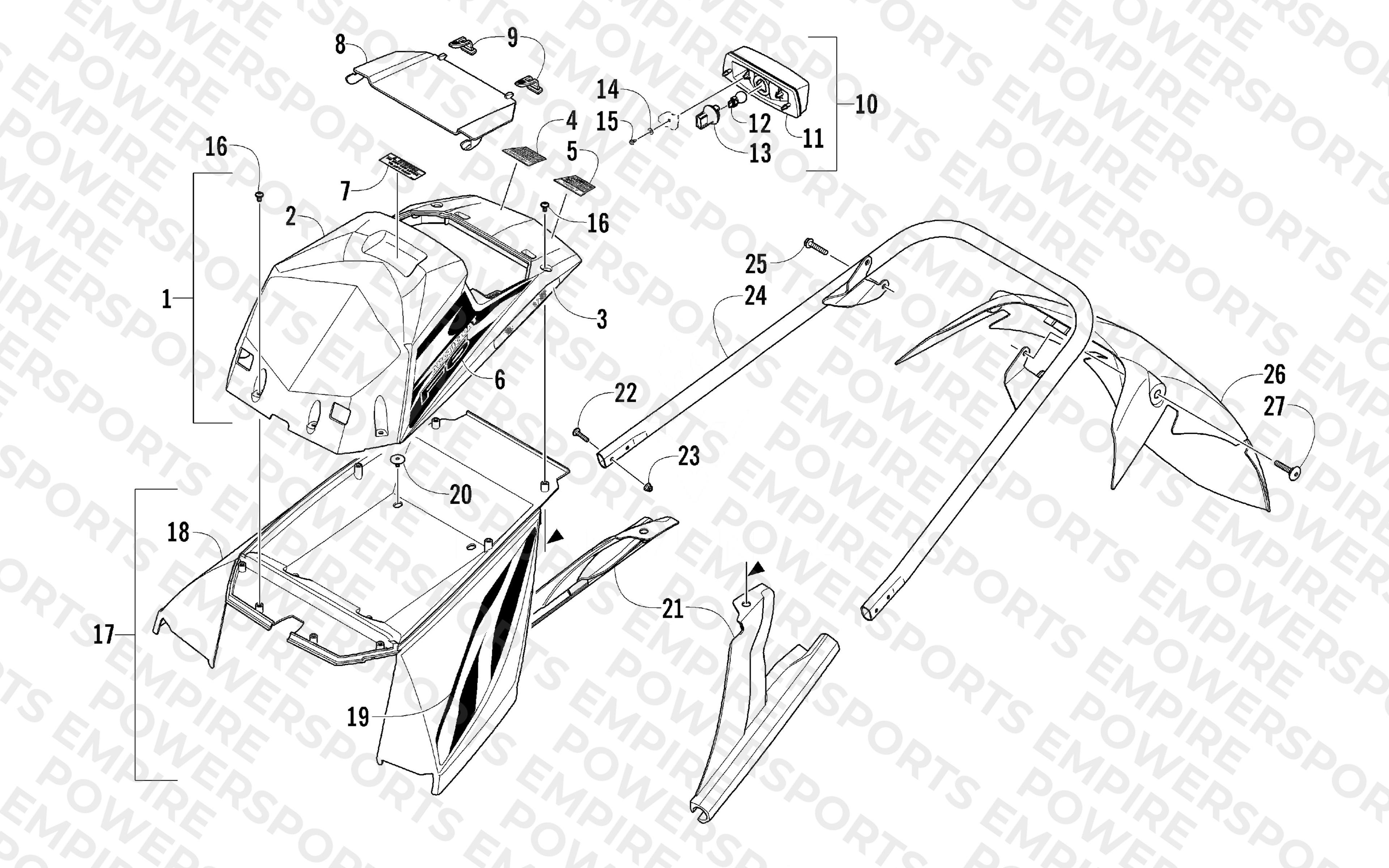 REAR BUMPER, STORAGE BOX, AND TAILLIGHT ASSEMBLY