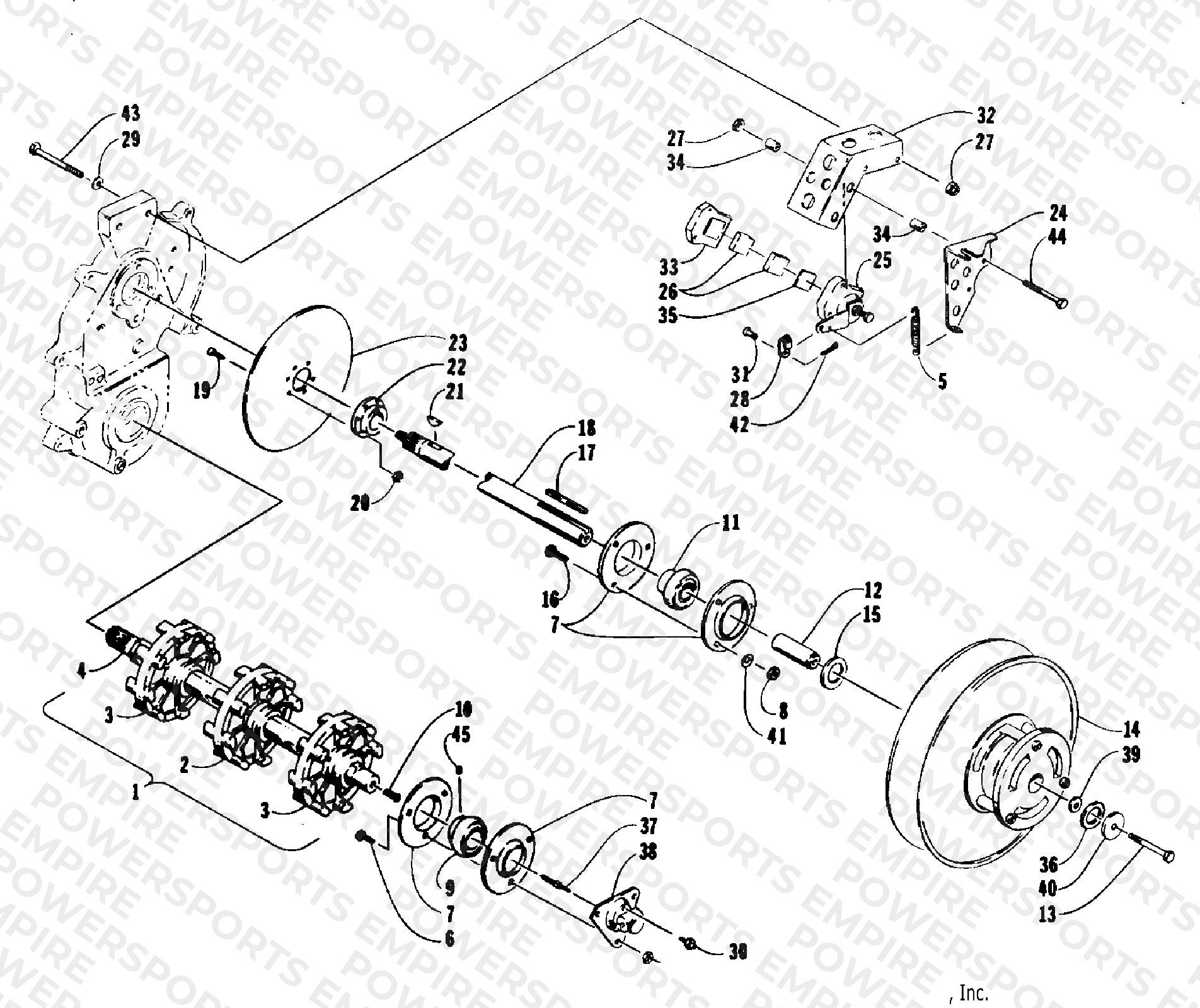 DRIVE TRAIN SHAFTS AND BRAKE ASSEMBLIES