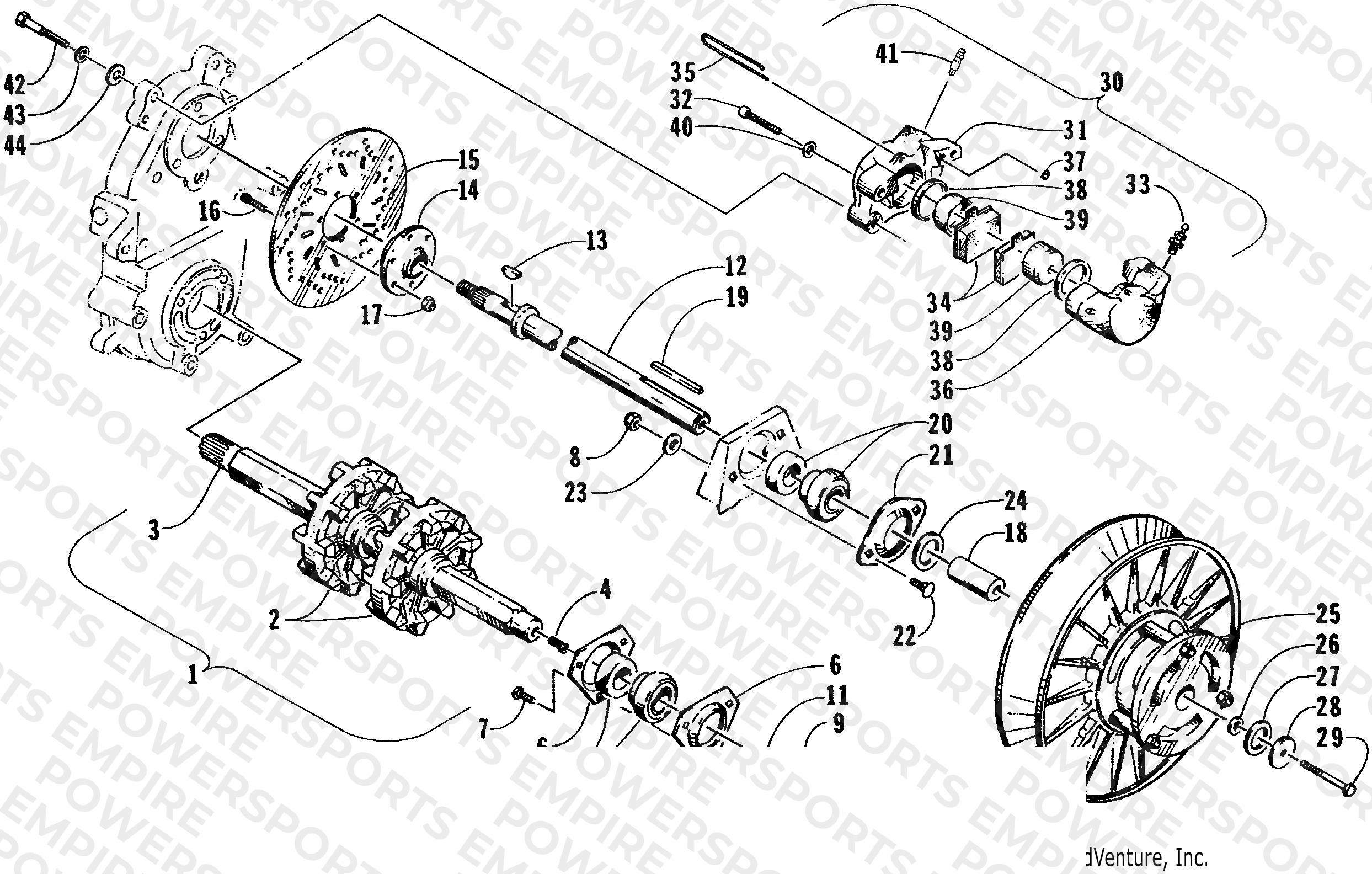 DRIVE TRAIN SHAFTS AND BRAKE ASSEMBLIES