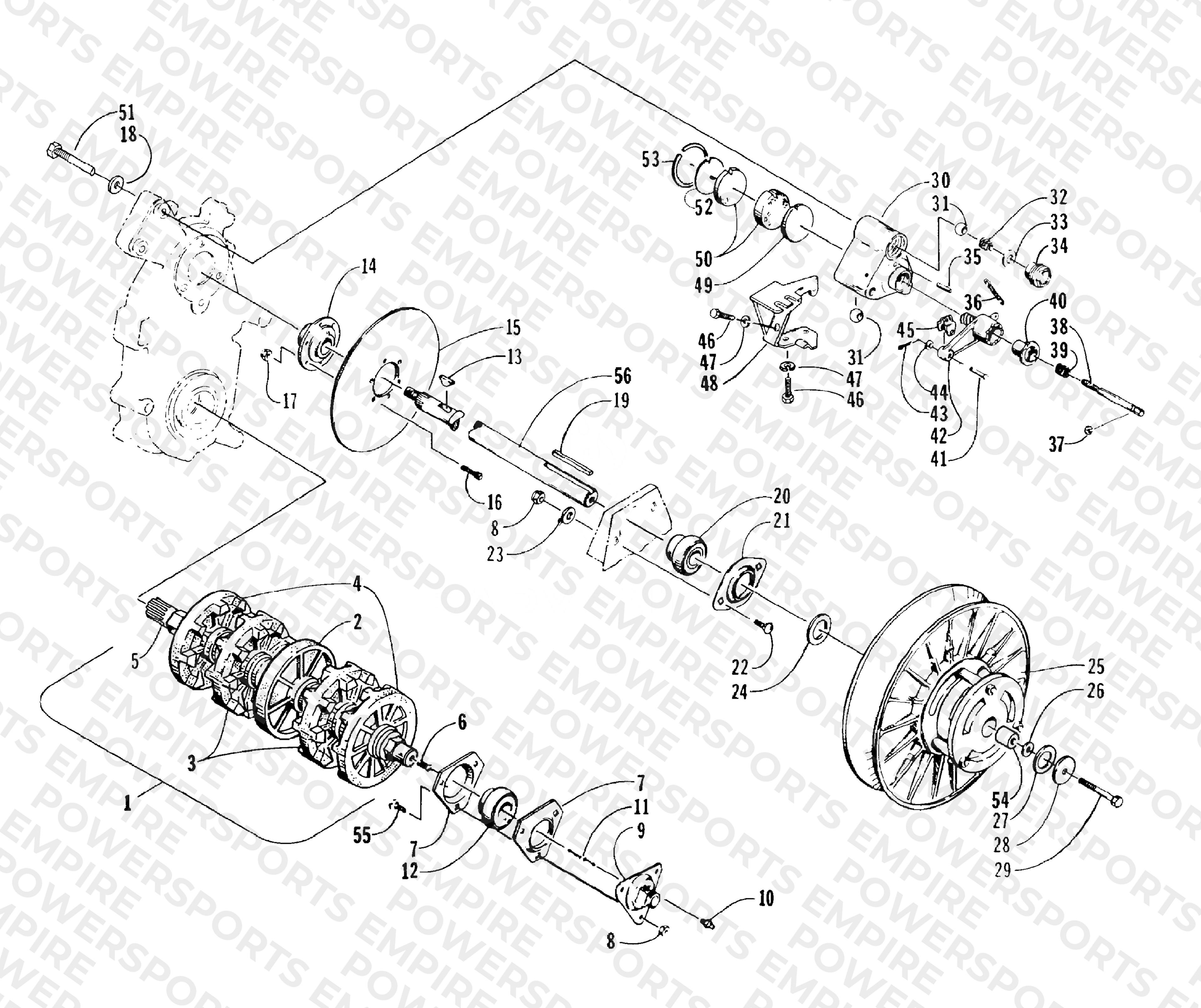 DRIVE TRAIN SHAFTS AND BRAKE ASSEMBLIES