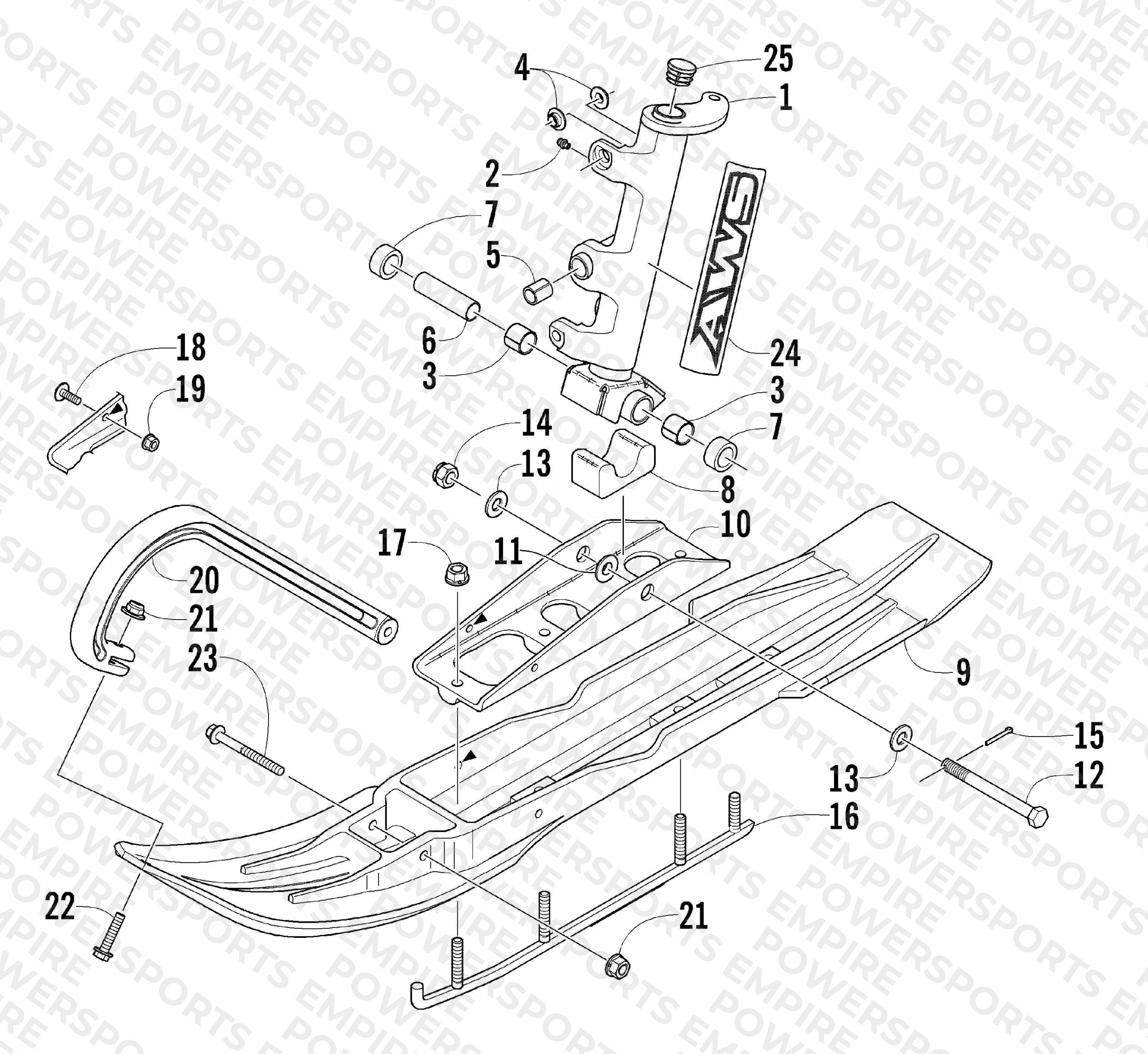 SKI AND SPINDLE ASSEMBLY