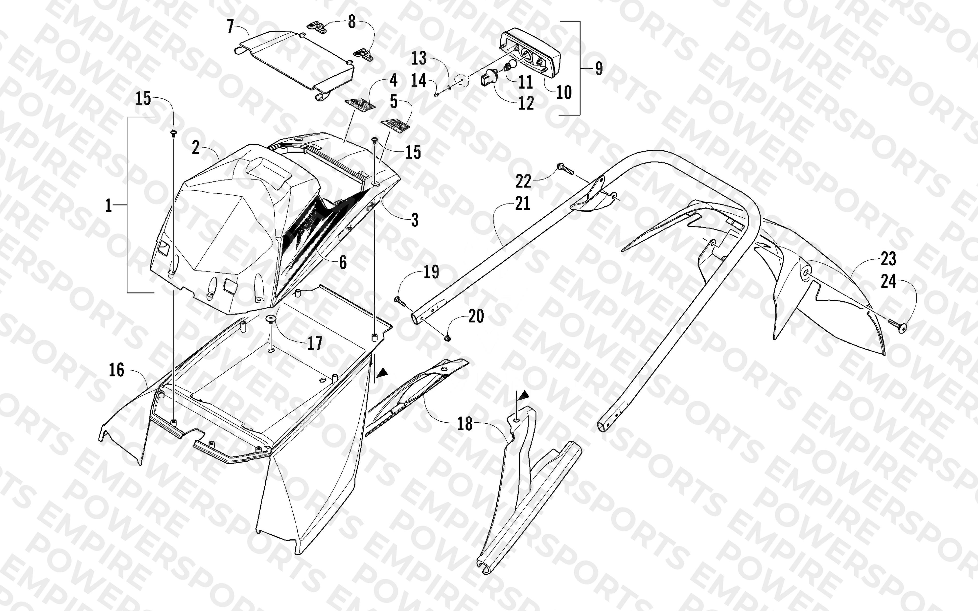 REAR BUMPER, STORAGE BOX, AND TAILLIGHT ASSEMBLY