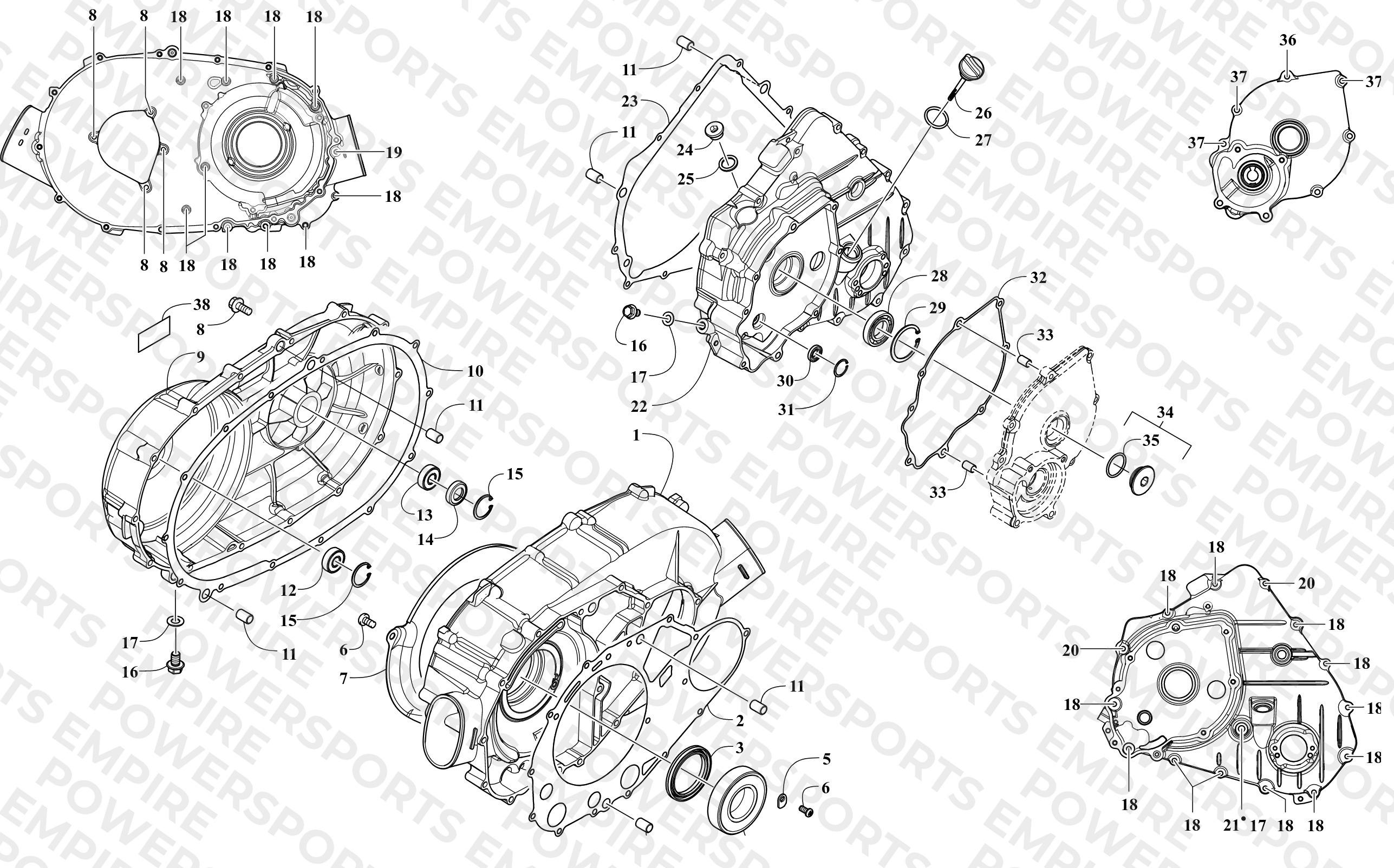 CLUTCH/V-BELT/MAGNETO COVER ASSEMBLY