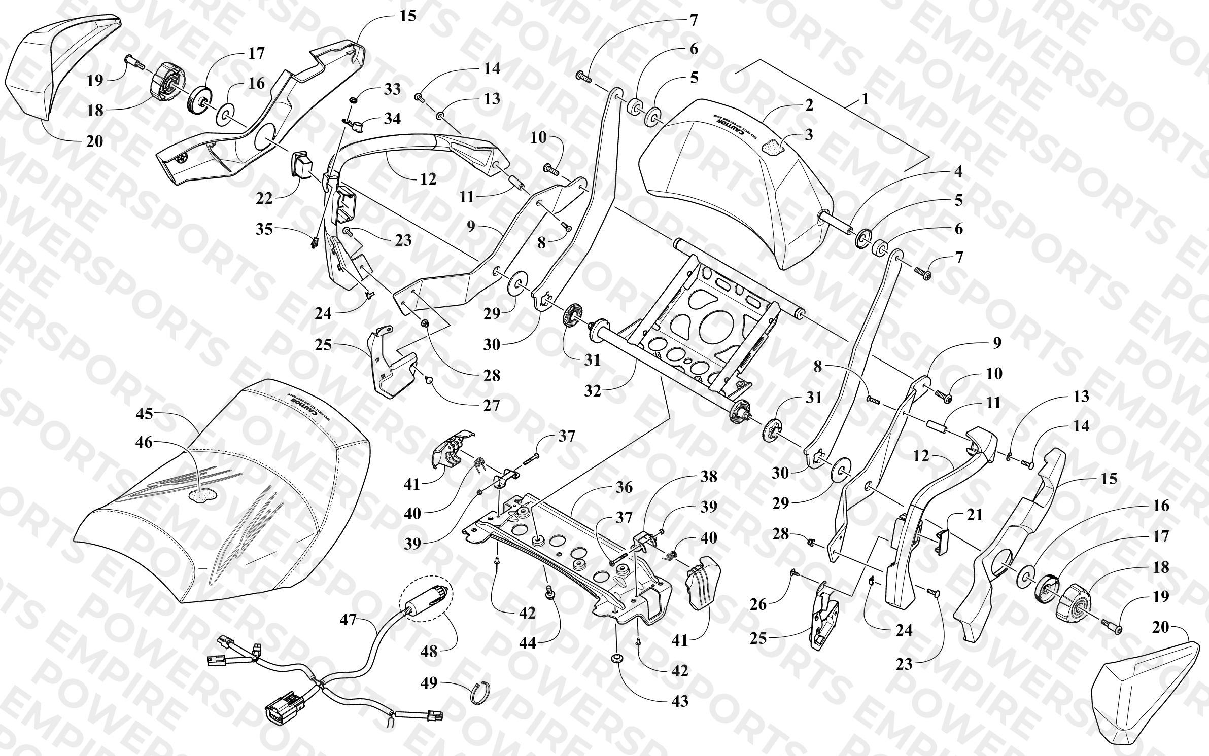 PASSENGER SEAT AND BACKREST ASSEMBLY