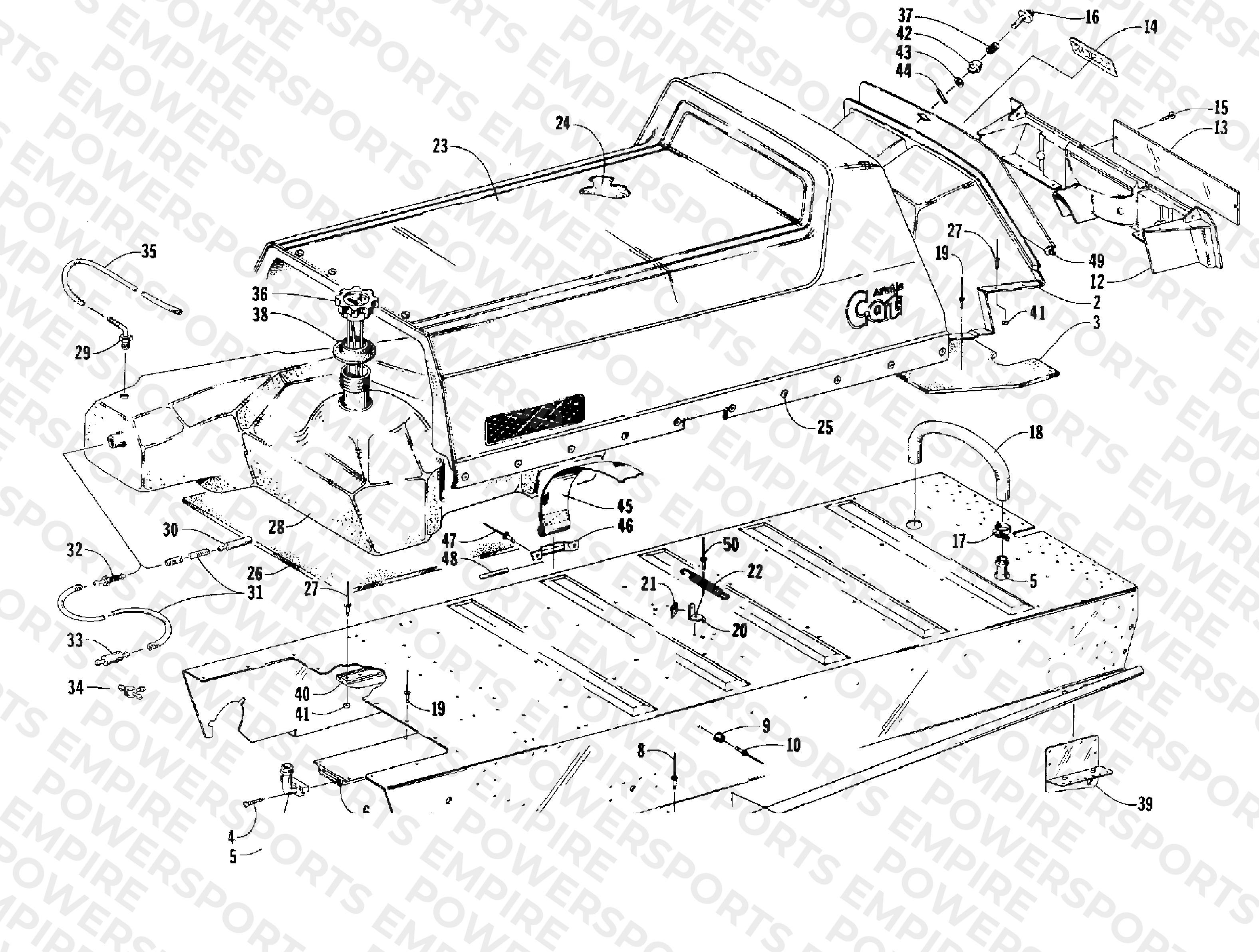 TUNNEL, GAS TANK, SEAT, AND TOOLBOX