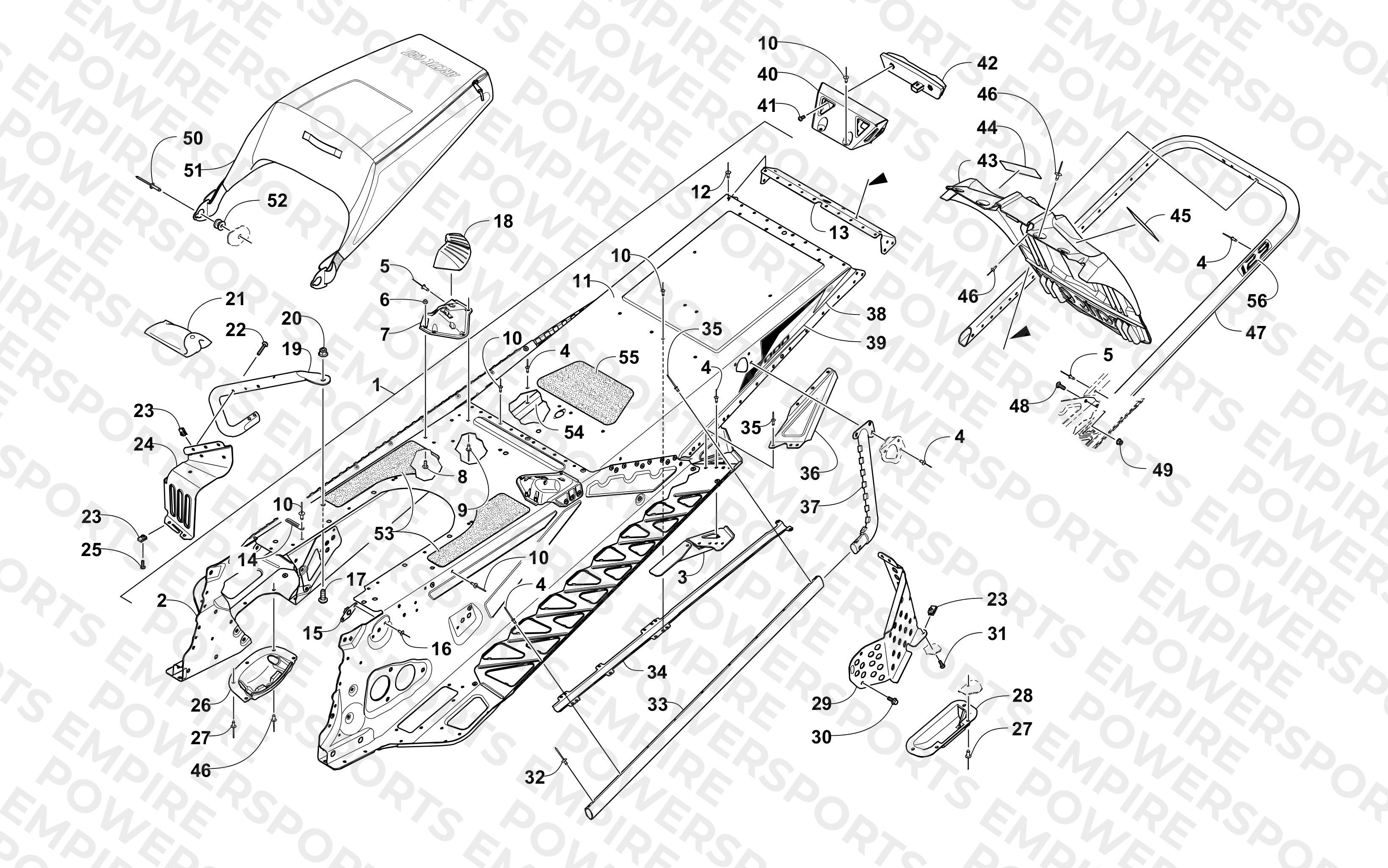 TUNNEL, REAR BUMPER, AND SNOWFLAP ASSEMBLY