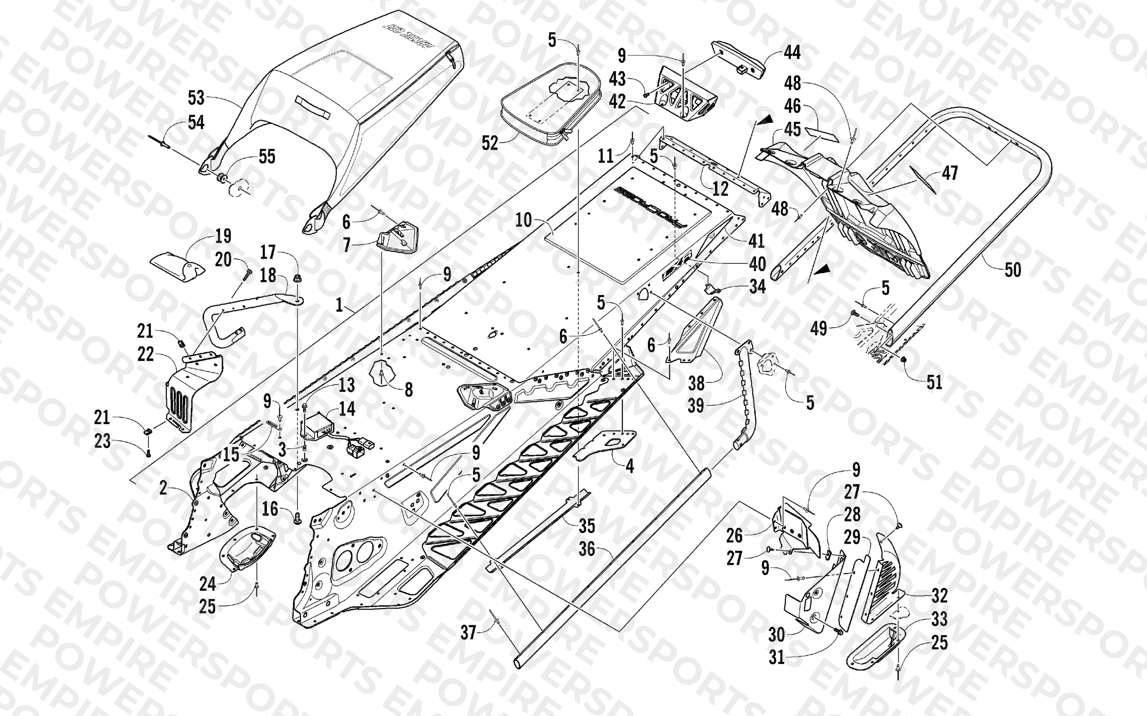 TUNNEL, REAR BUMPER, AND SNOWFLAP ASSEMBLY