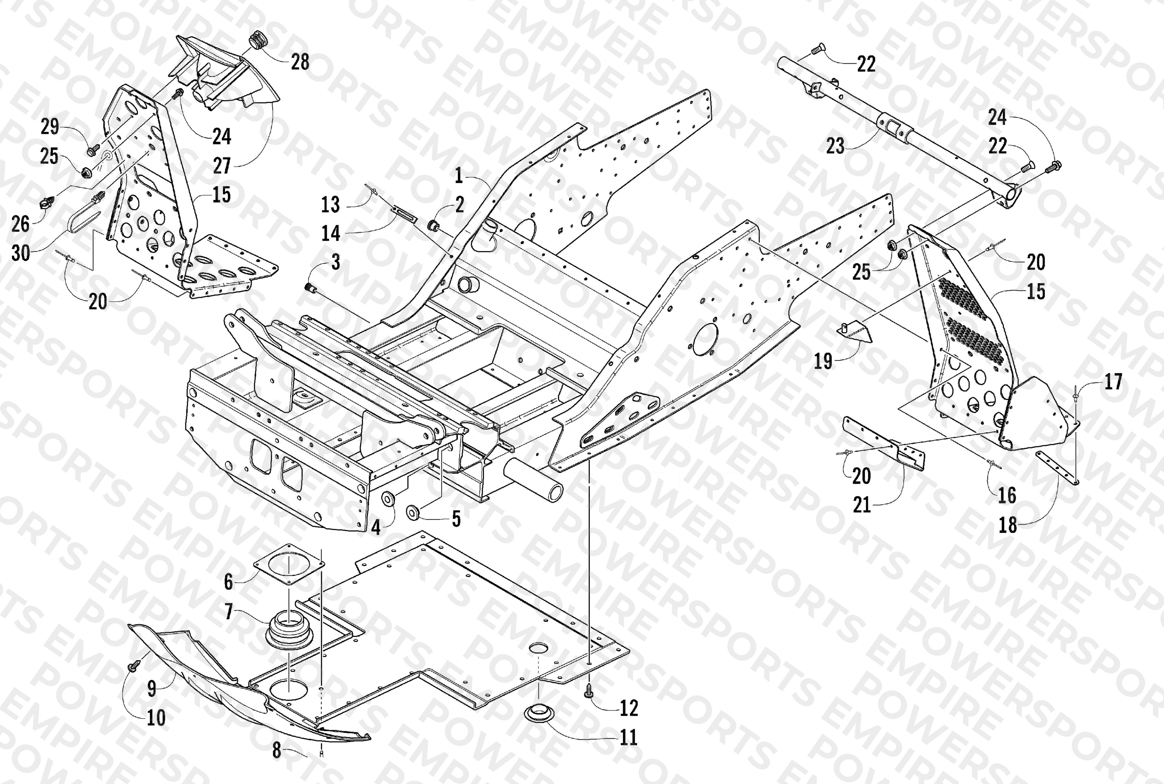 FRONT FRAME AND FOOTREST ASSEMBLY