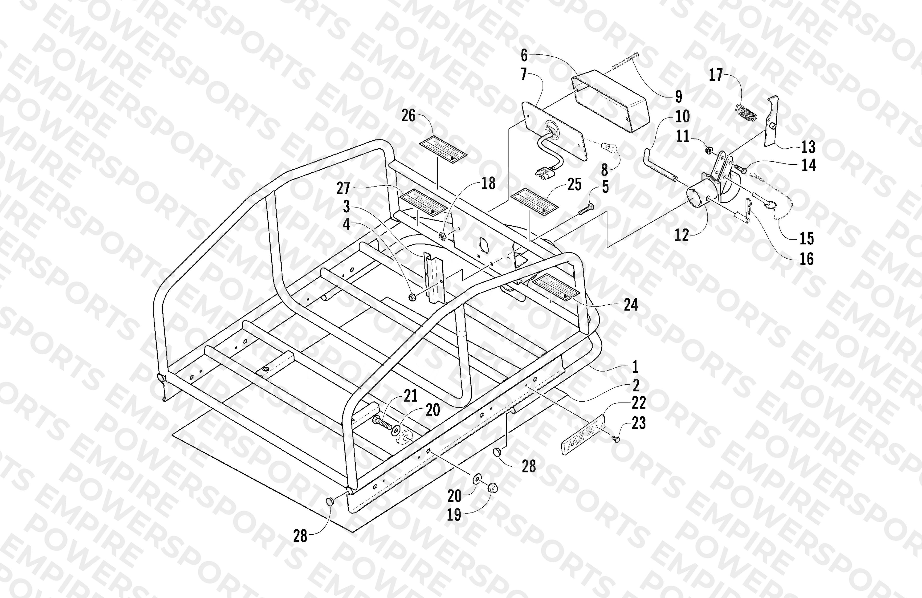 RACK, HITCH, AND TAILLIGHT ASSEMBLIES