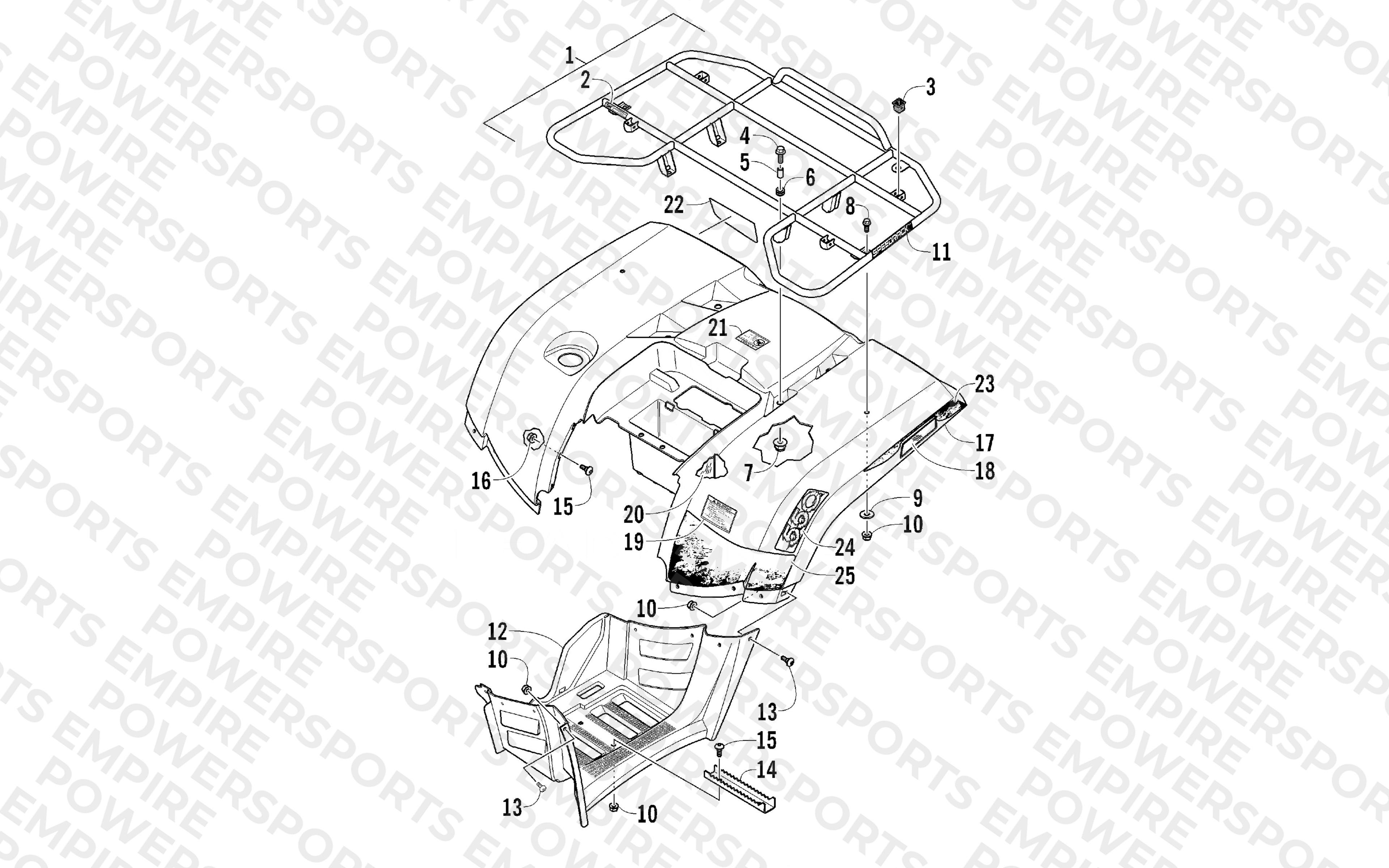 REAR RACK, BODY PANEL, AND FOOTWELL ASSEMBLIES