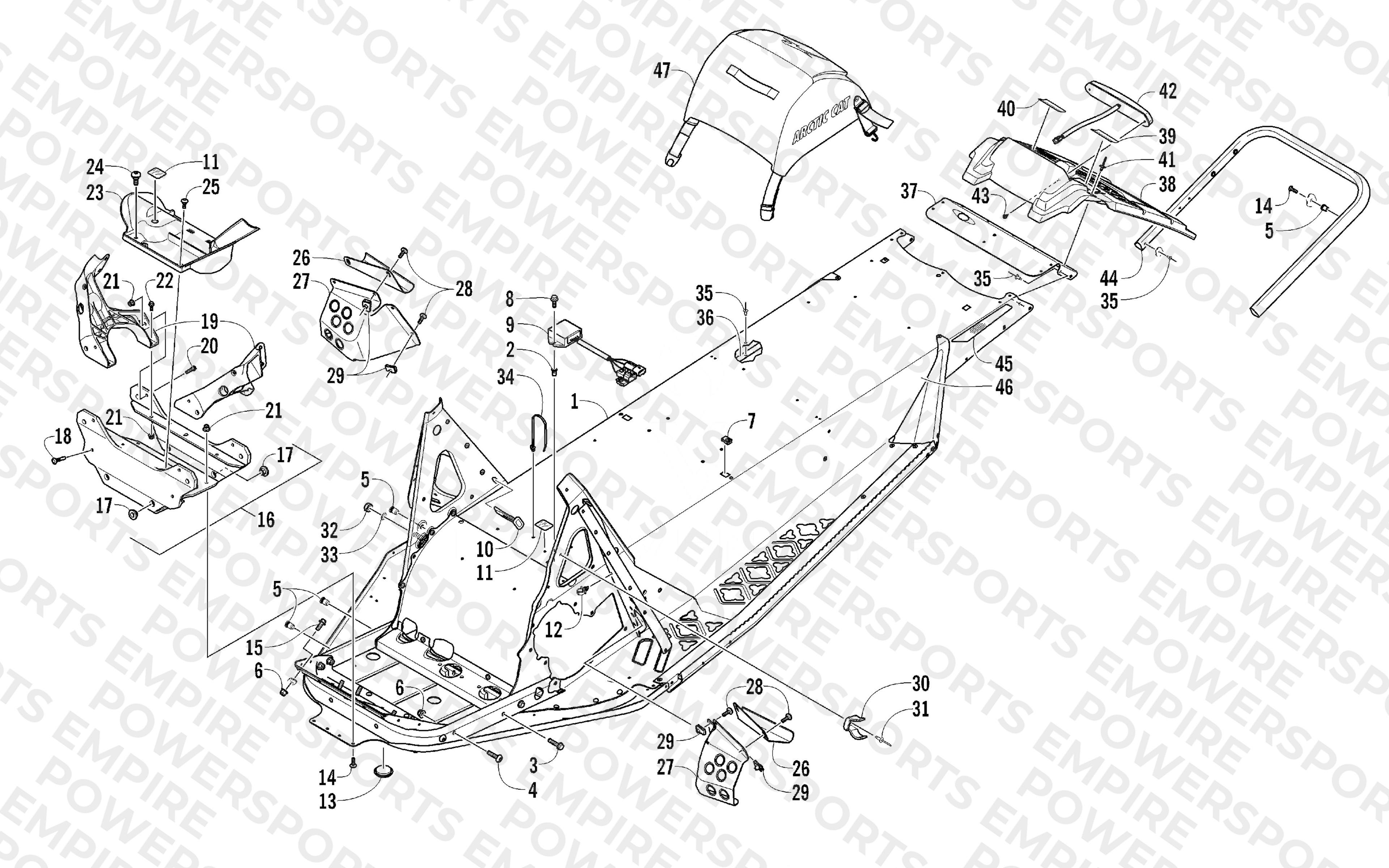 CHASSIS, REAR BUMPER, AND SNOWFLAP ASSEMBLY