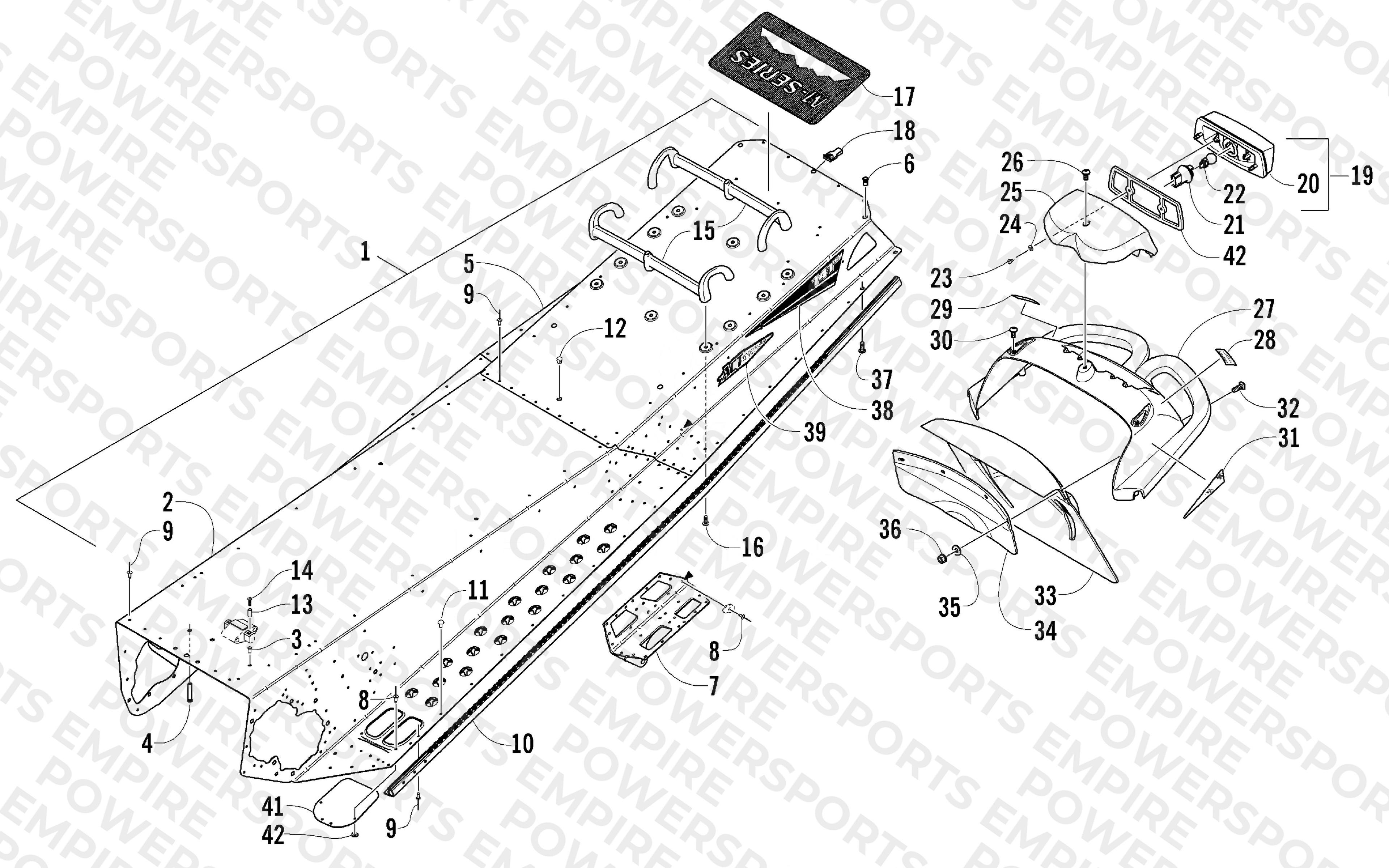 TUNNEL, REAR BUMPER, AND TAILLIGHT ASSEMBLY