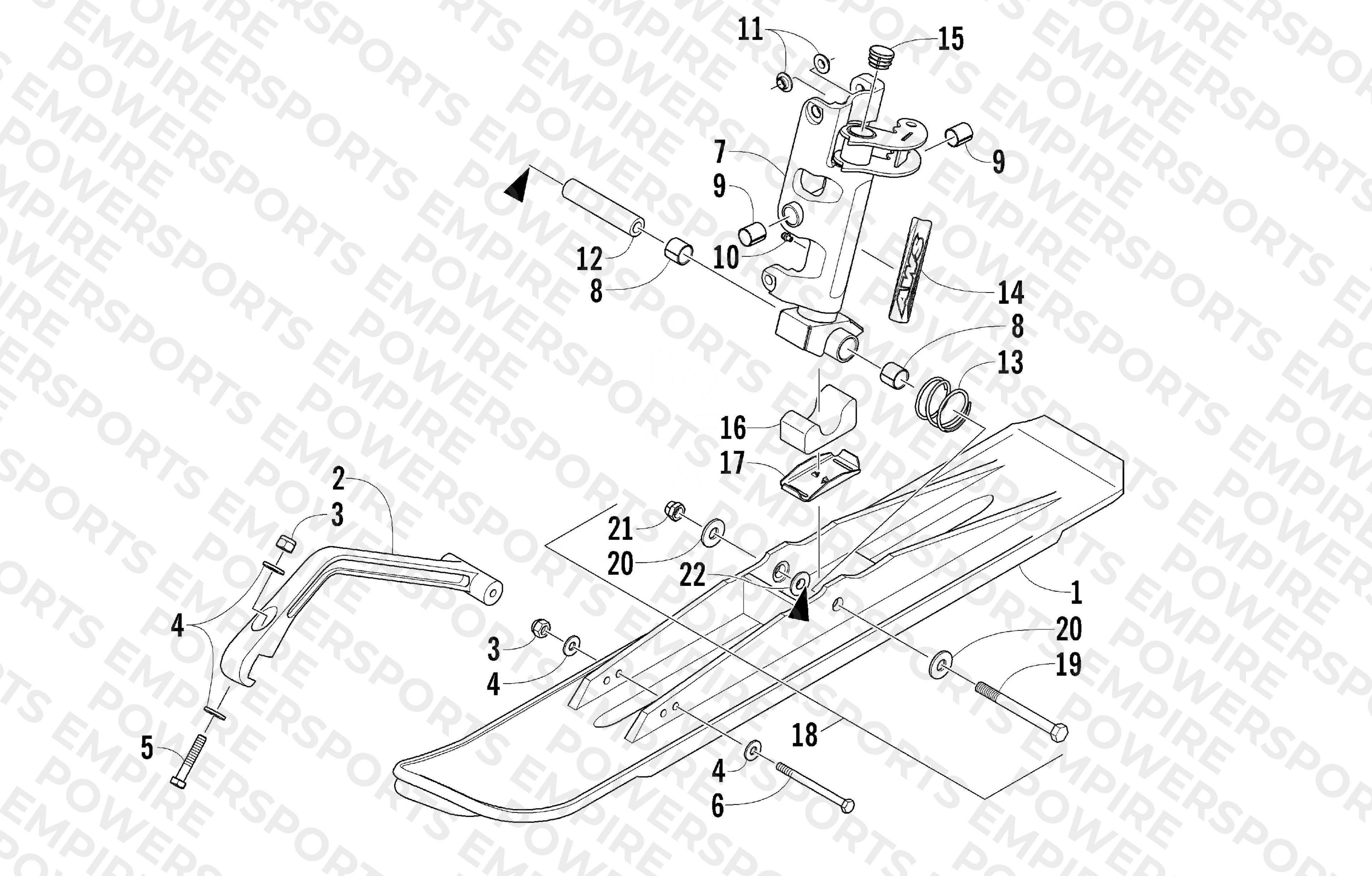 SKI AND SPINDLE ASSEMBLY