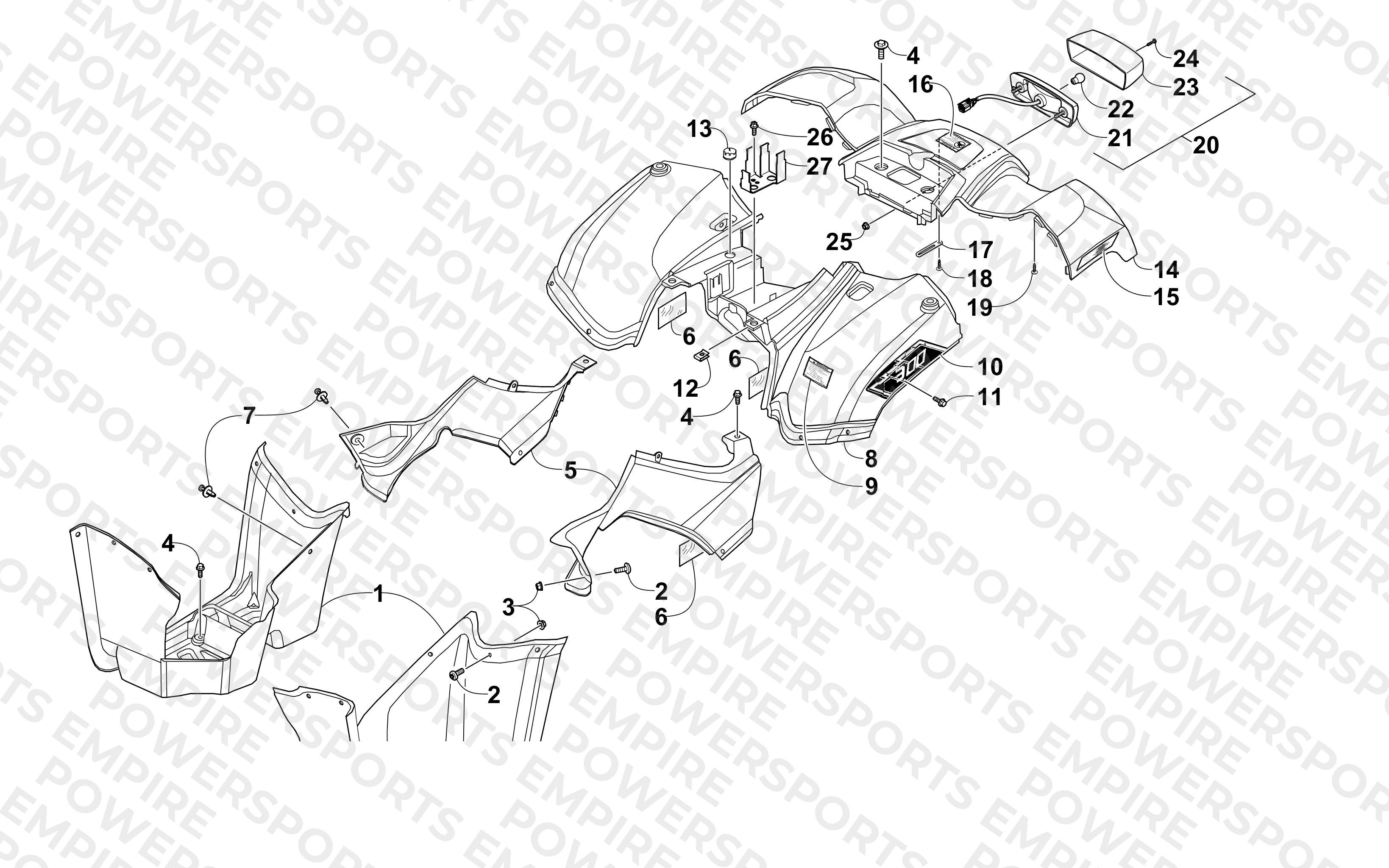 REAR BODY AND TAILLIGHT ASSEMBLY