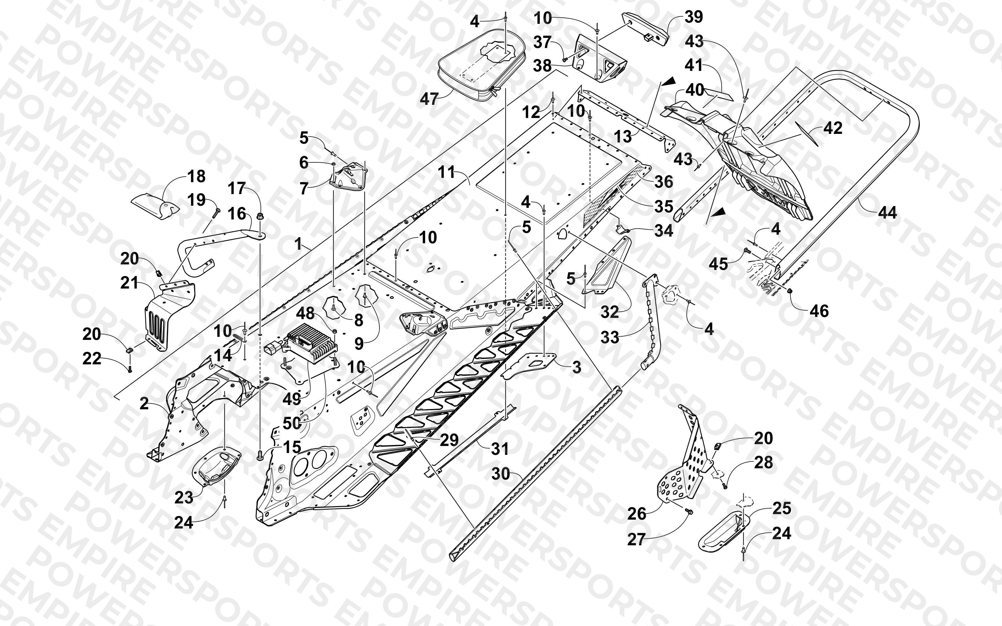 TUNNEL, REAR BUMPER, AND SNOWFLAP ASSEMBLY