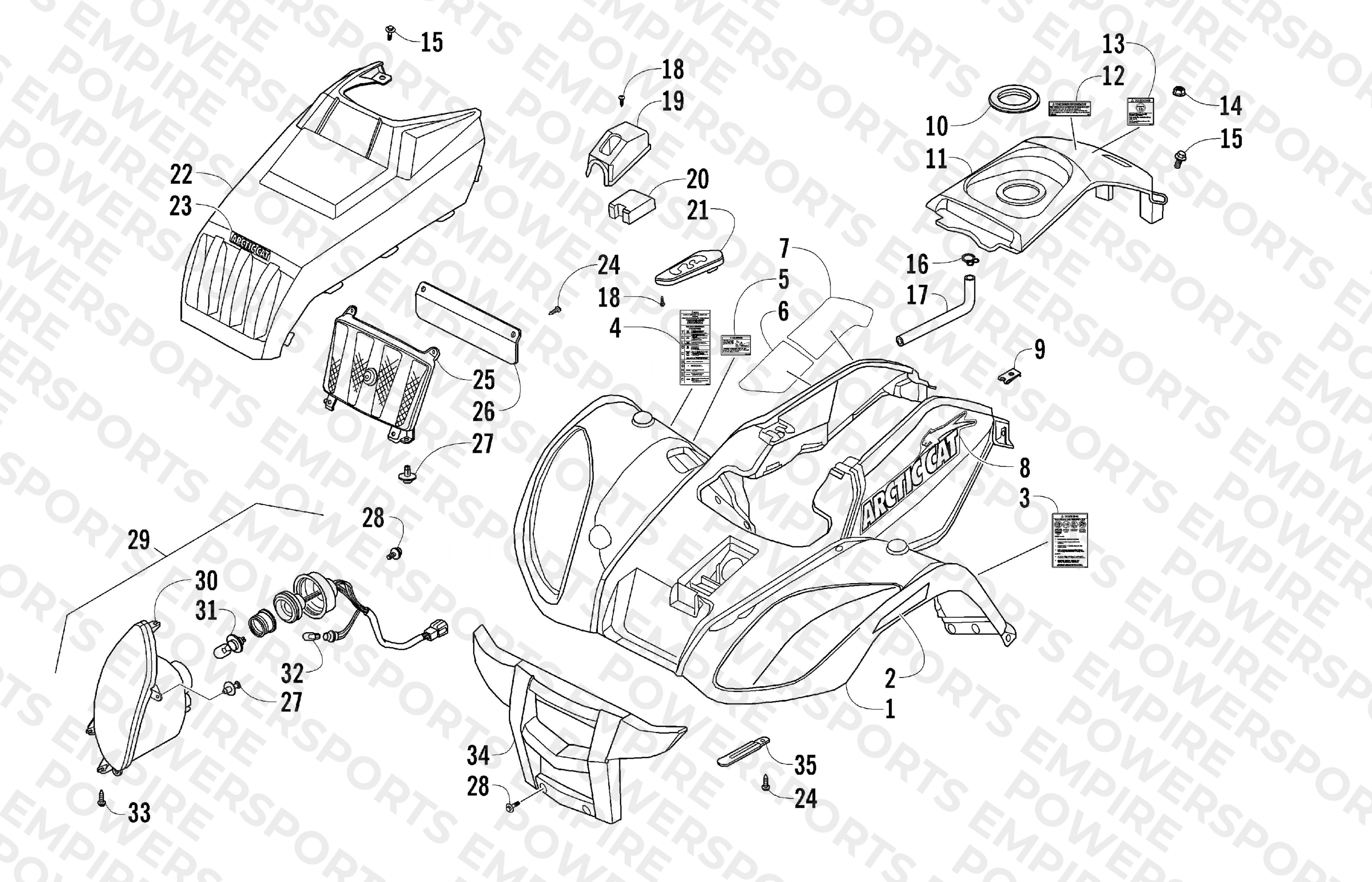 FRONT BODY PANEL AND HEADLIGHT ASSEMBLIES