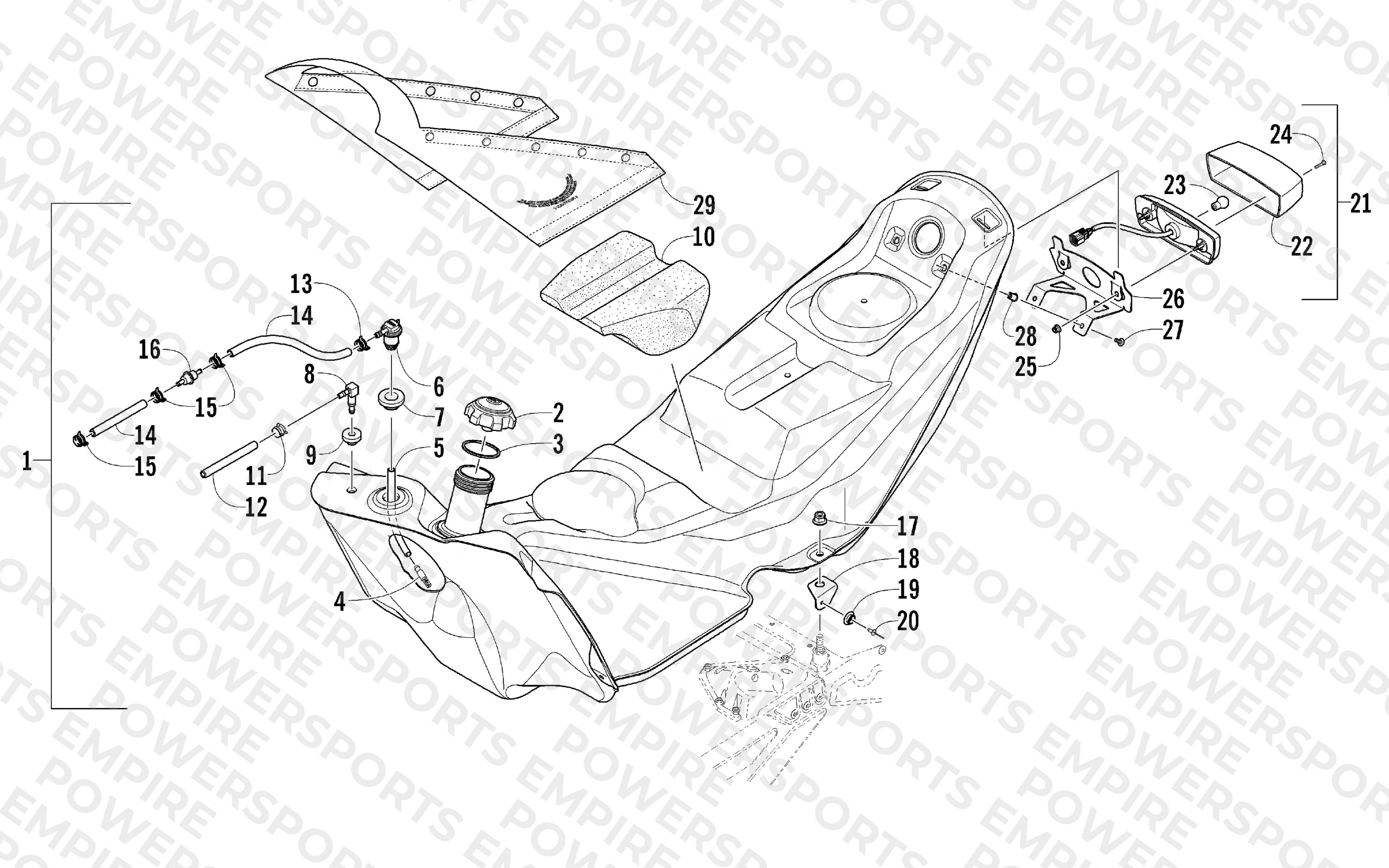 GAS TANK AND TAILLIGHT ASSEMBLY