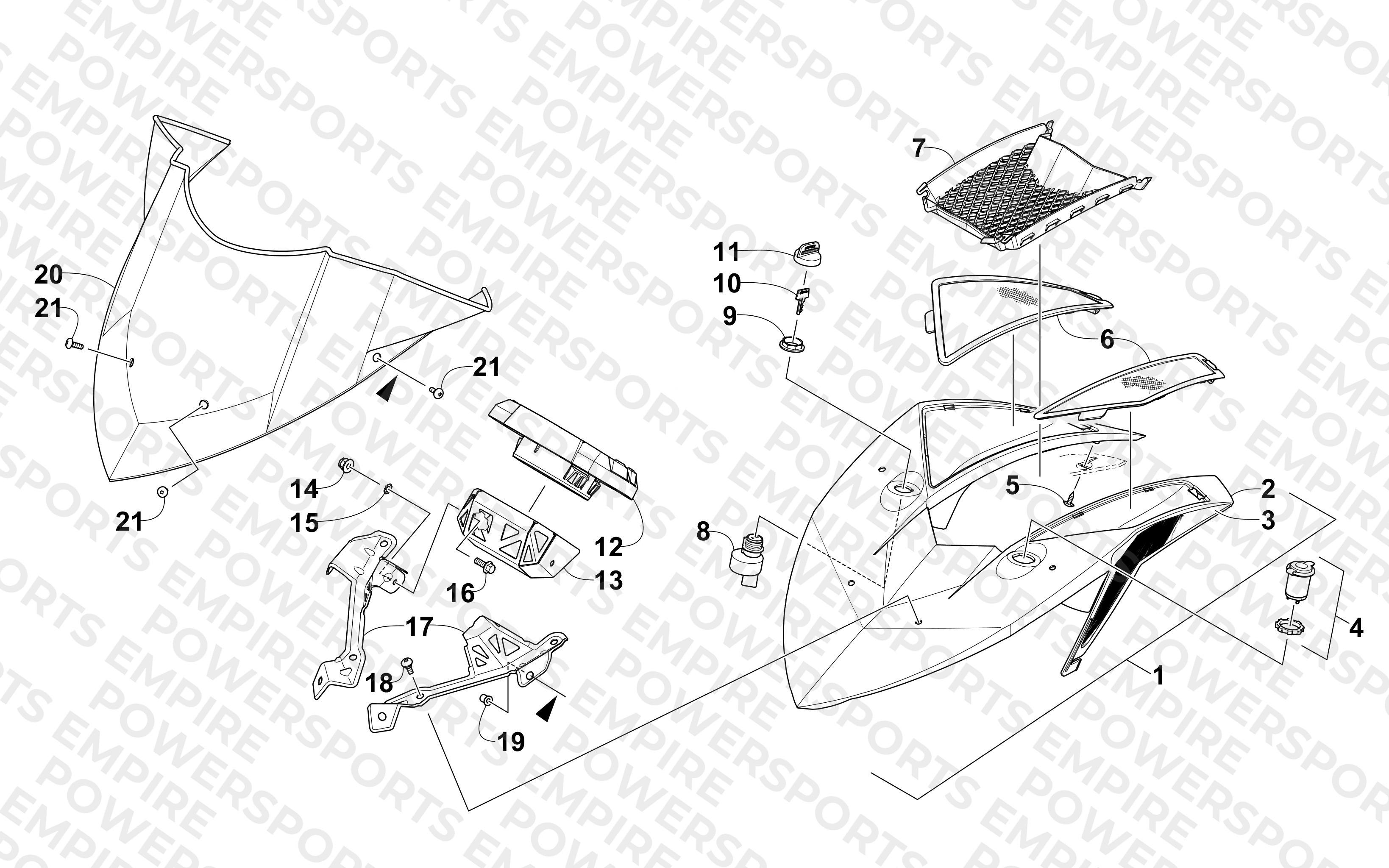 WINDSHIELD AND INSTRUMENTS ASSEMBLIES