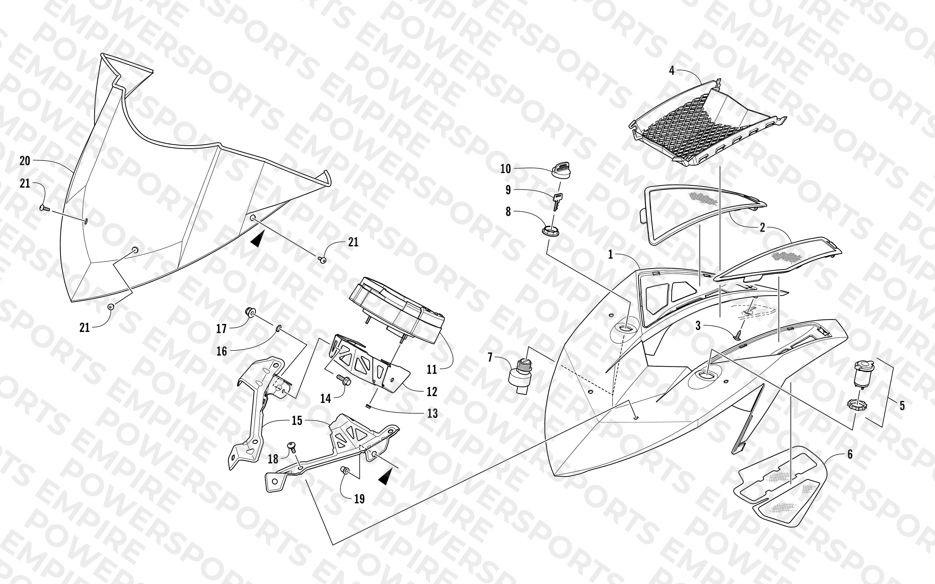 WINDSHIELD AND INSTRUMENTS ASSEMBLIES