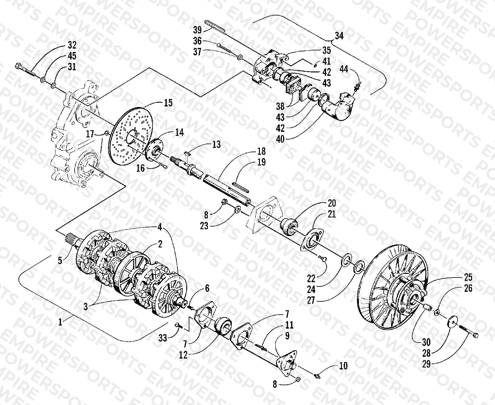 DRIVE TRAIN SHAFTS AND BRAKE ASSEMBLIES