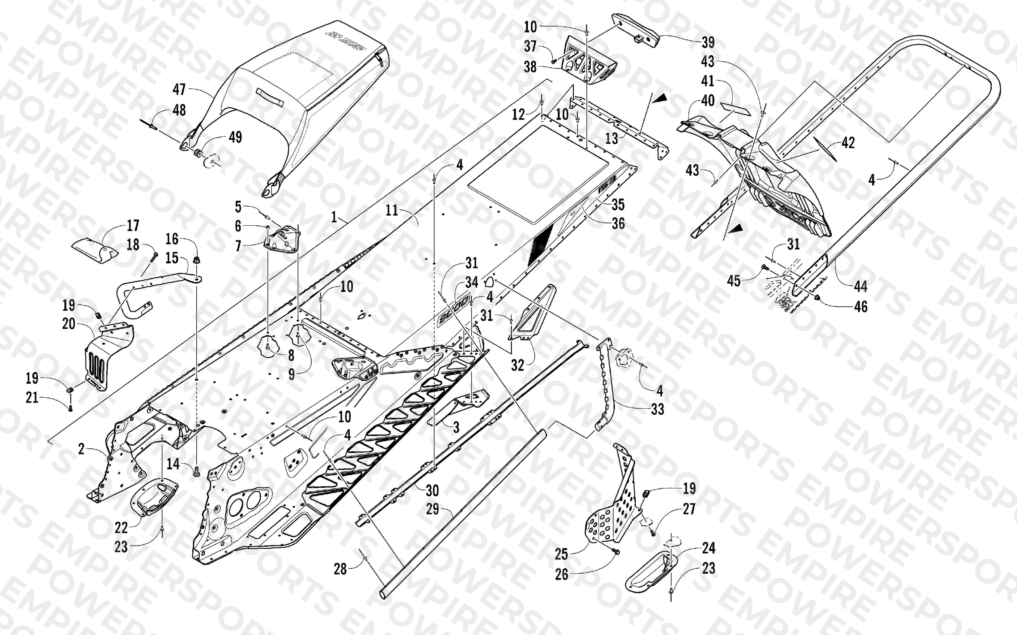 TUNNEL, REAR BUMPER, AND SNOWFLAP ASSEMBLY