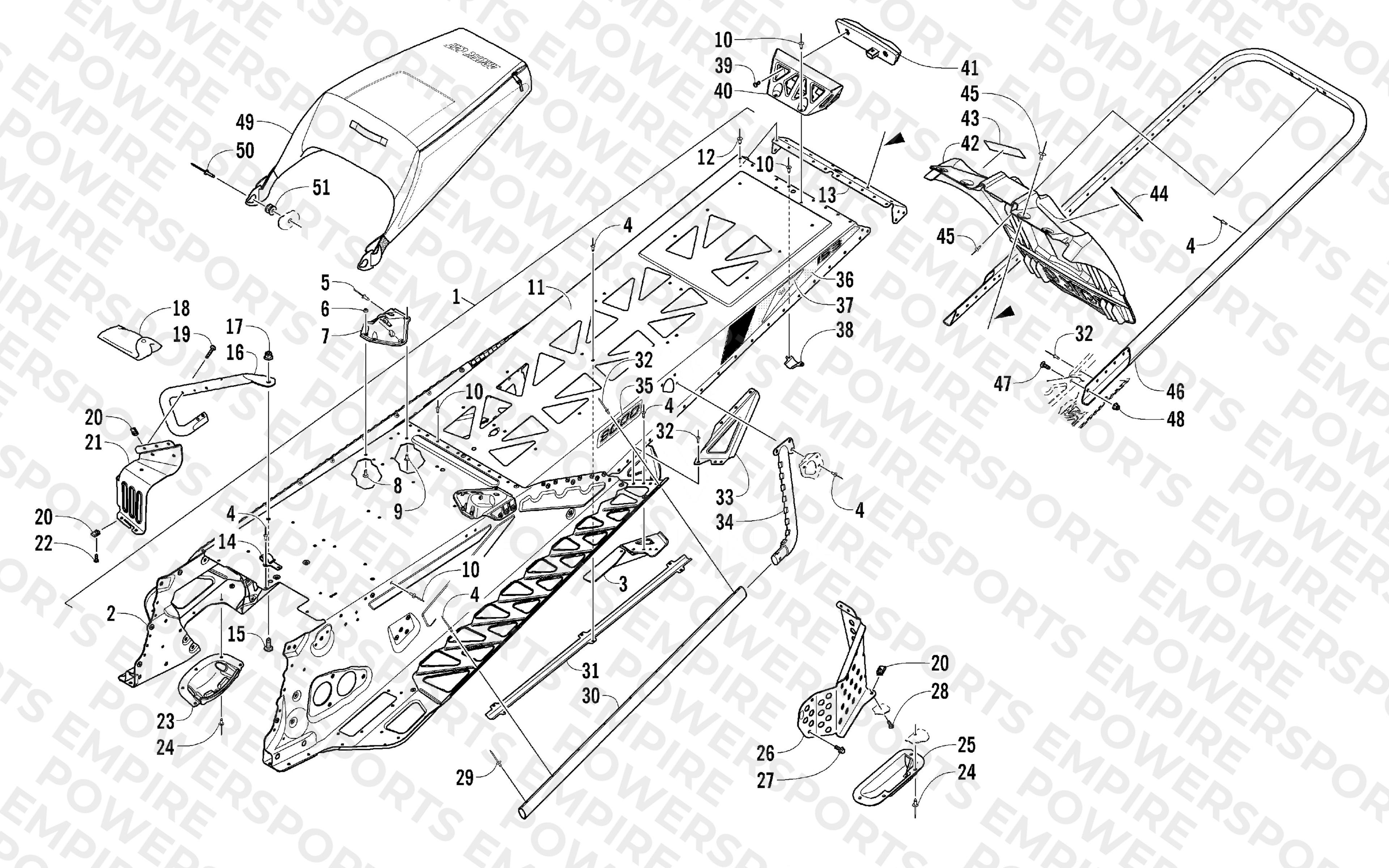 TUNNEL, REAR BUMPER, AND SNOWFLAP ASSEMBLY