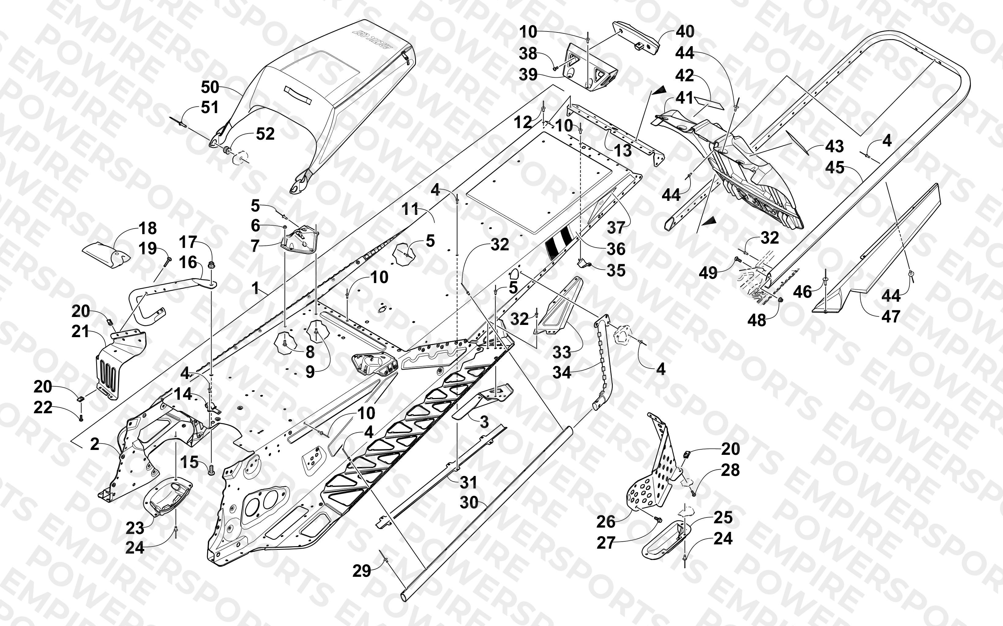 TUNNEL, REAR BUMPER, AND SNOWFLAP ASSEMBLY