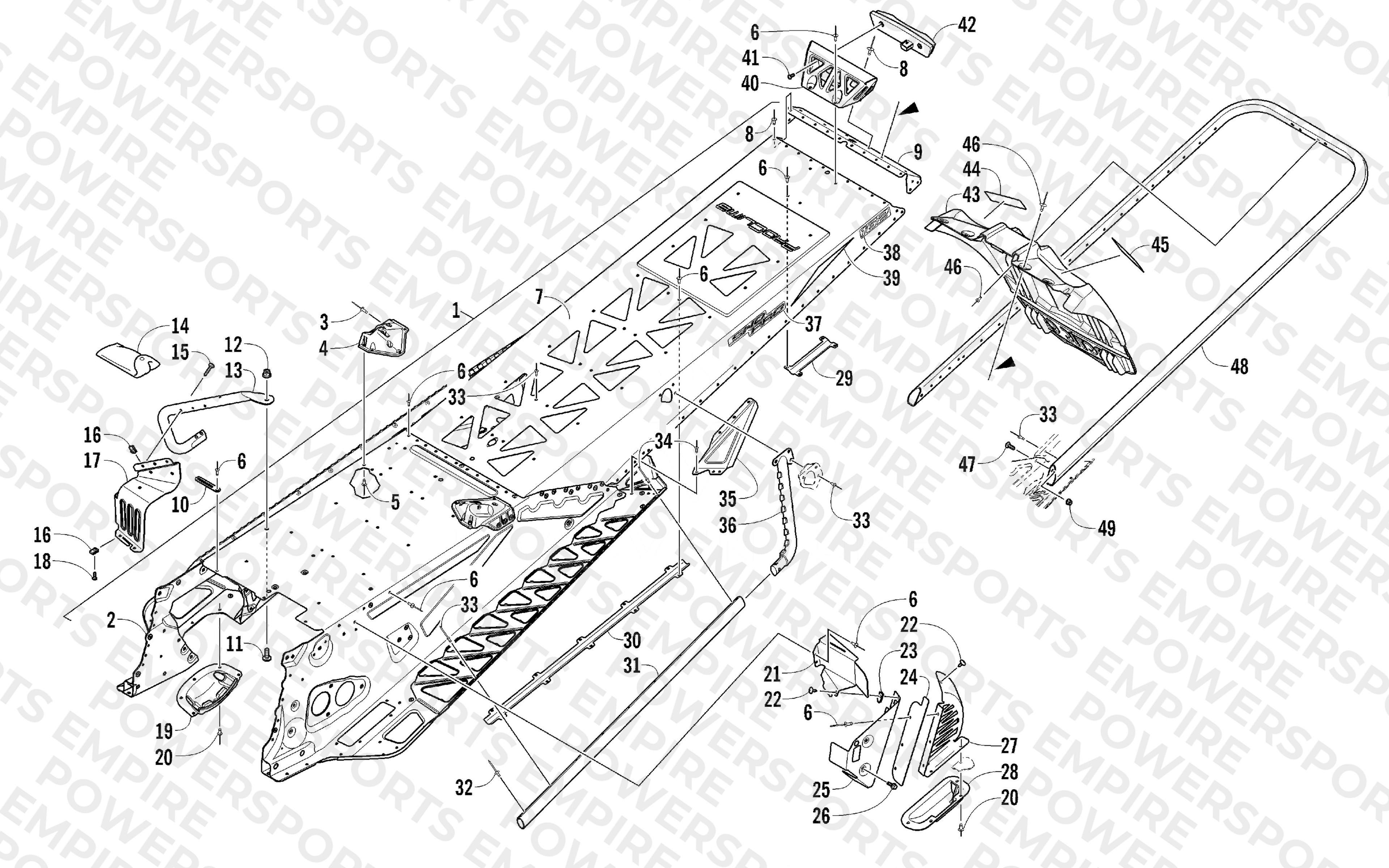 TUNNEL, REAR BUMPER, AND SNOWFLAP ASSEMBLY