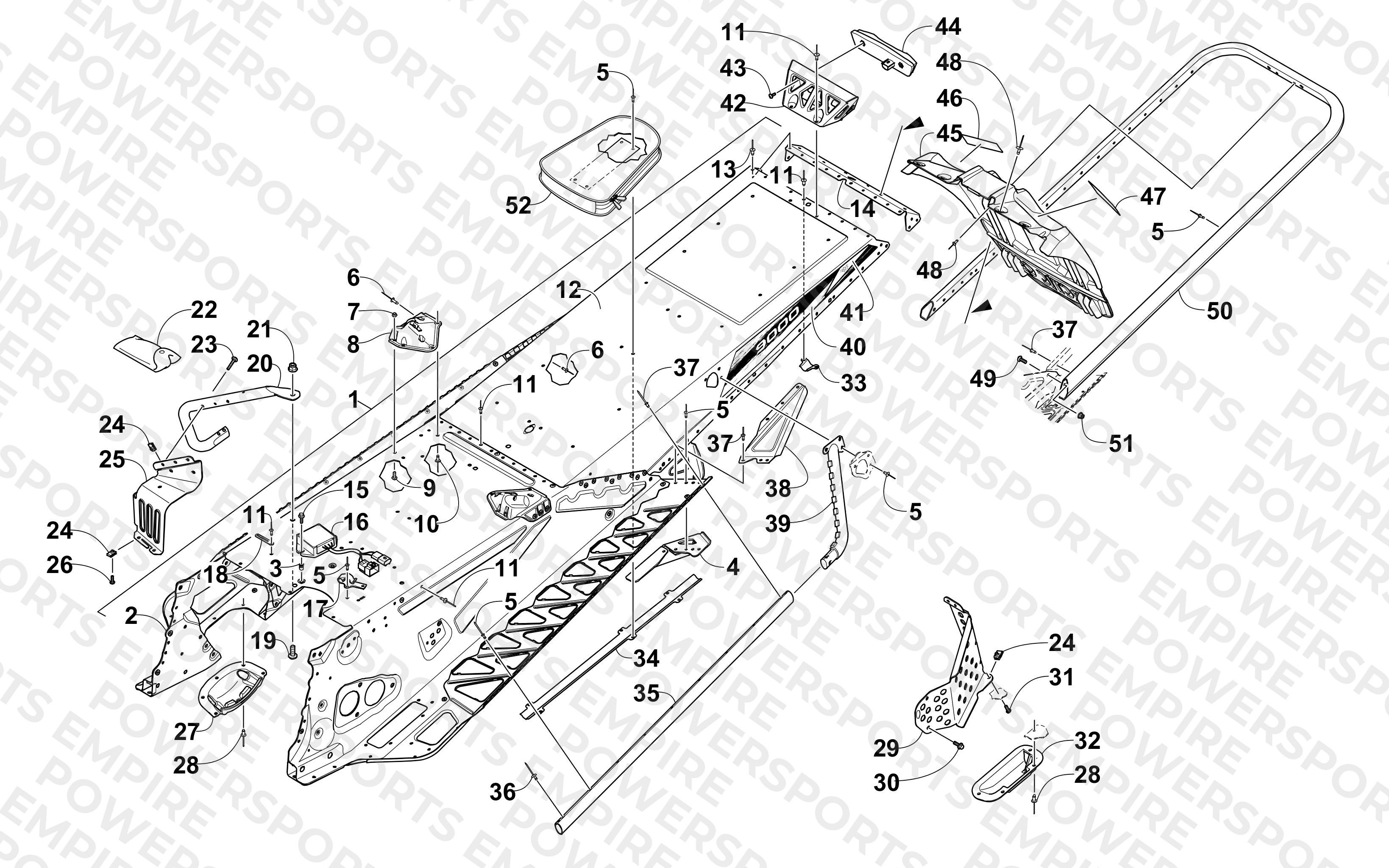 TUNNEL, REAR BUMPER, AND SNOWFLAP ASSEMBLY