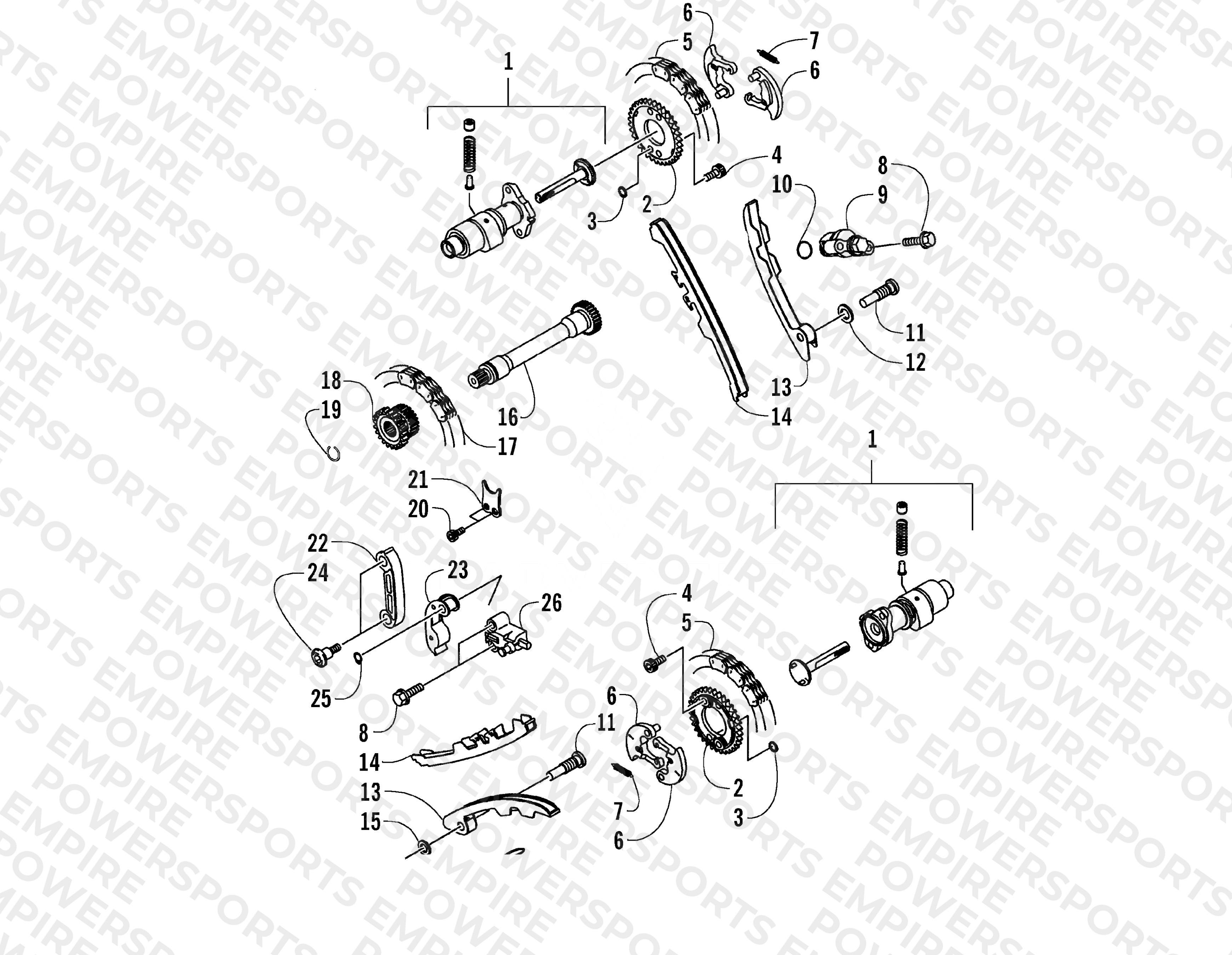 CAMSHAFTS/TENSIONER ASSEMBLY
