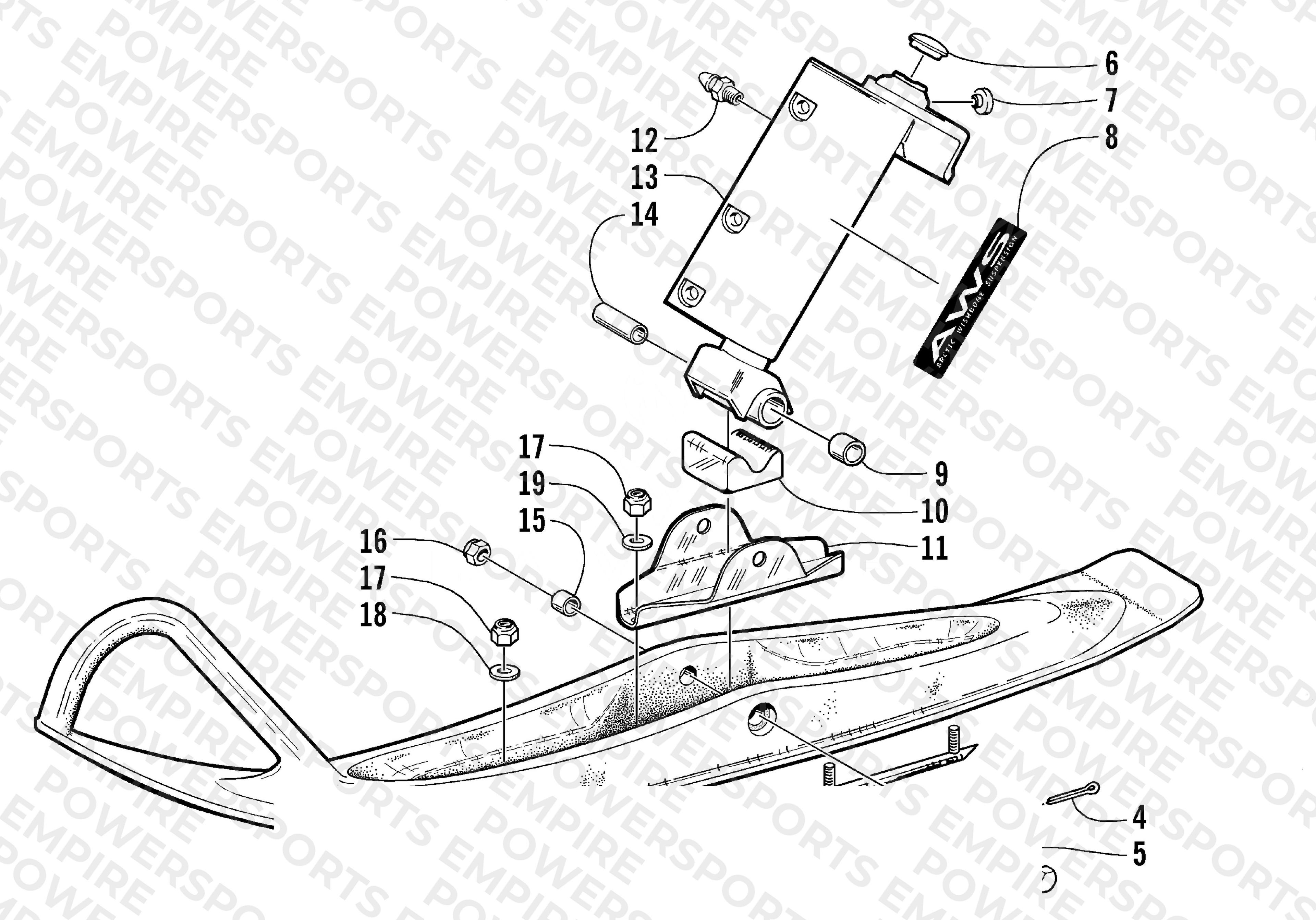 SKI AND SPINDLE ASSEMBLY