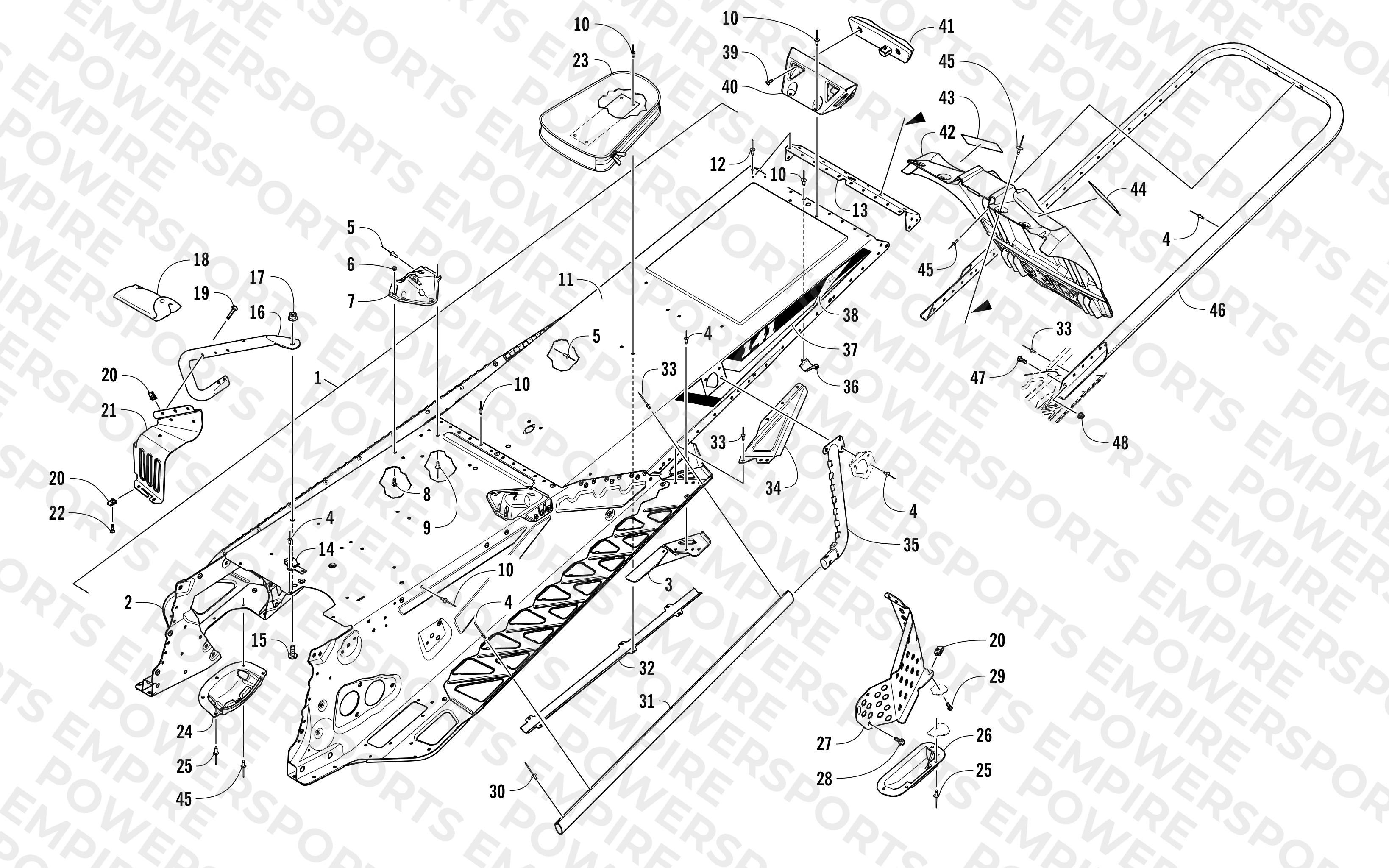 TUNNEL, REAR BUMPER, AND SNOWFLAP ASSEMBLY