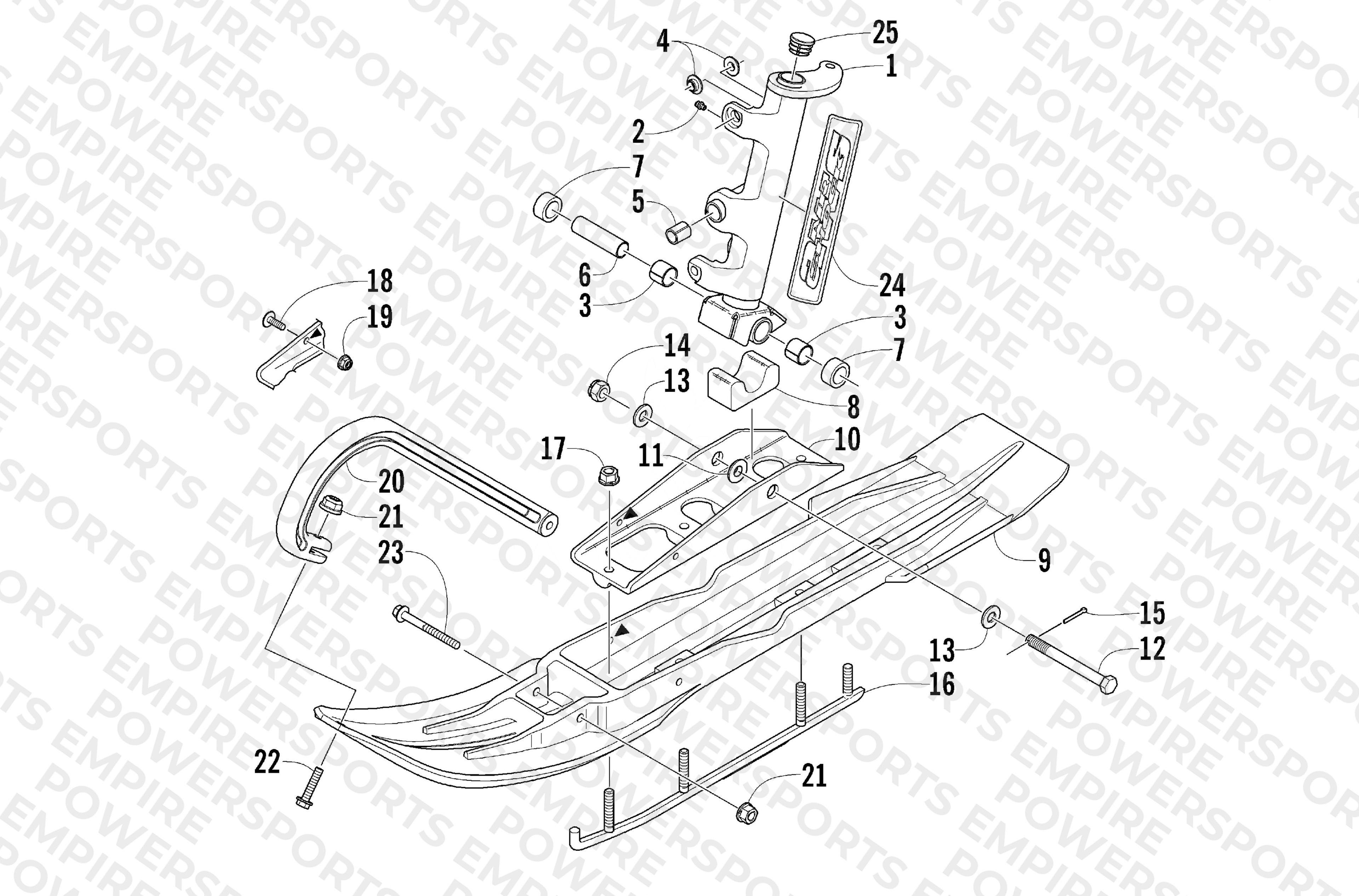SKI AND SPINDLE ASSEMBLY