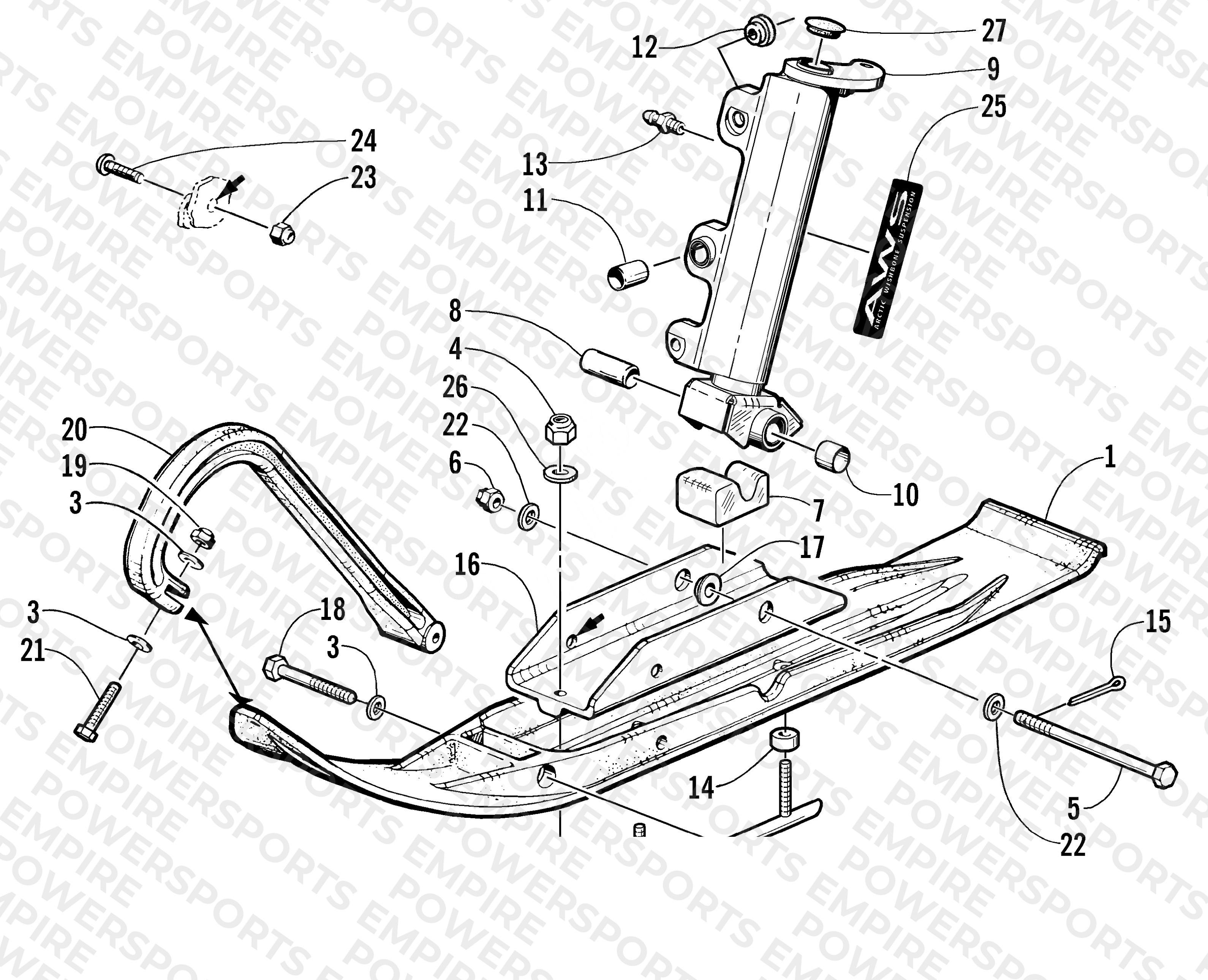 SKI AND SPINDLE ASSEMBLY