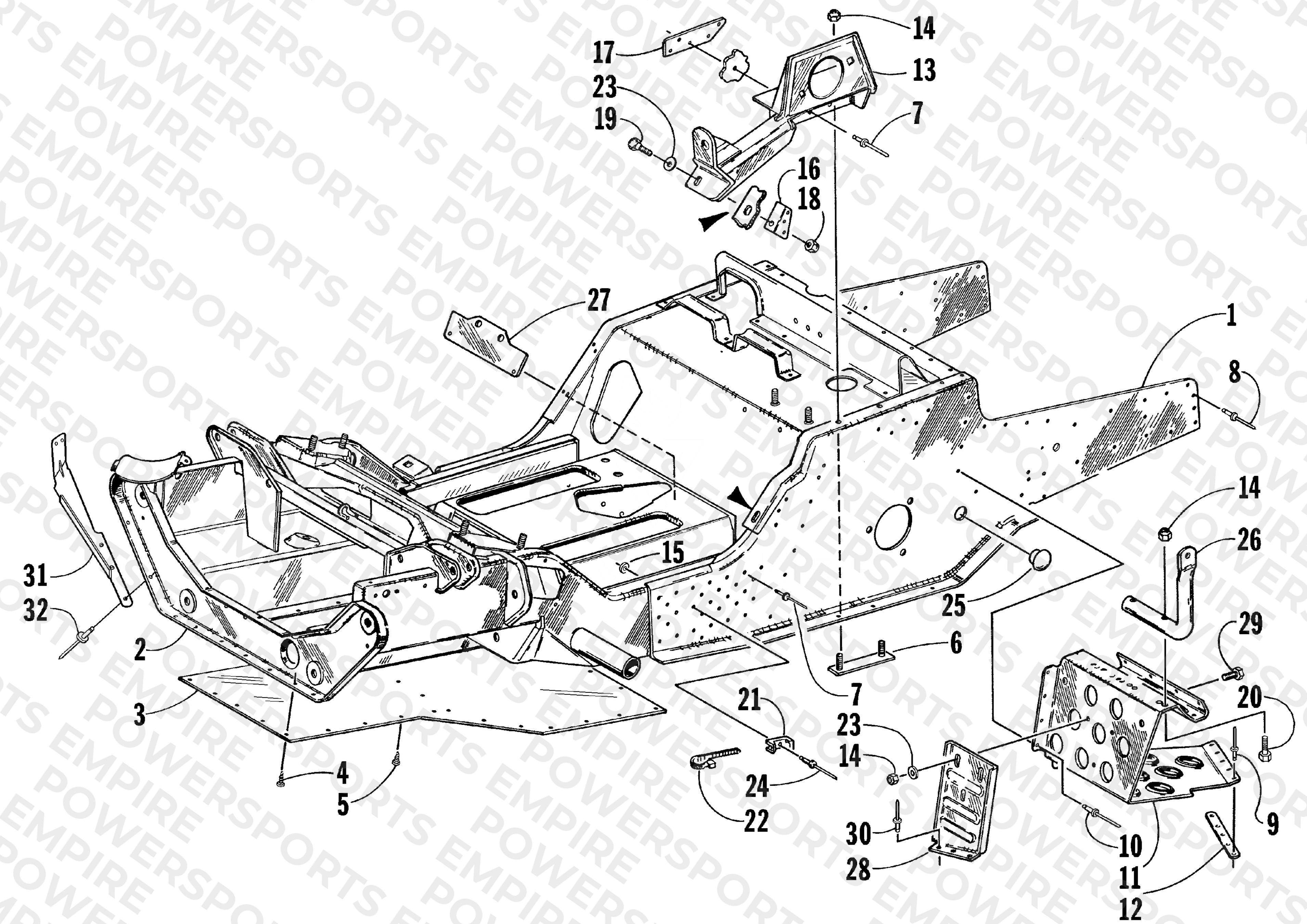 FRONT FRAME AND FOOTREST ASSEMBLY