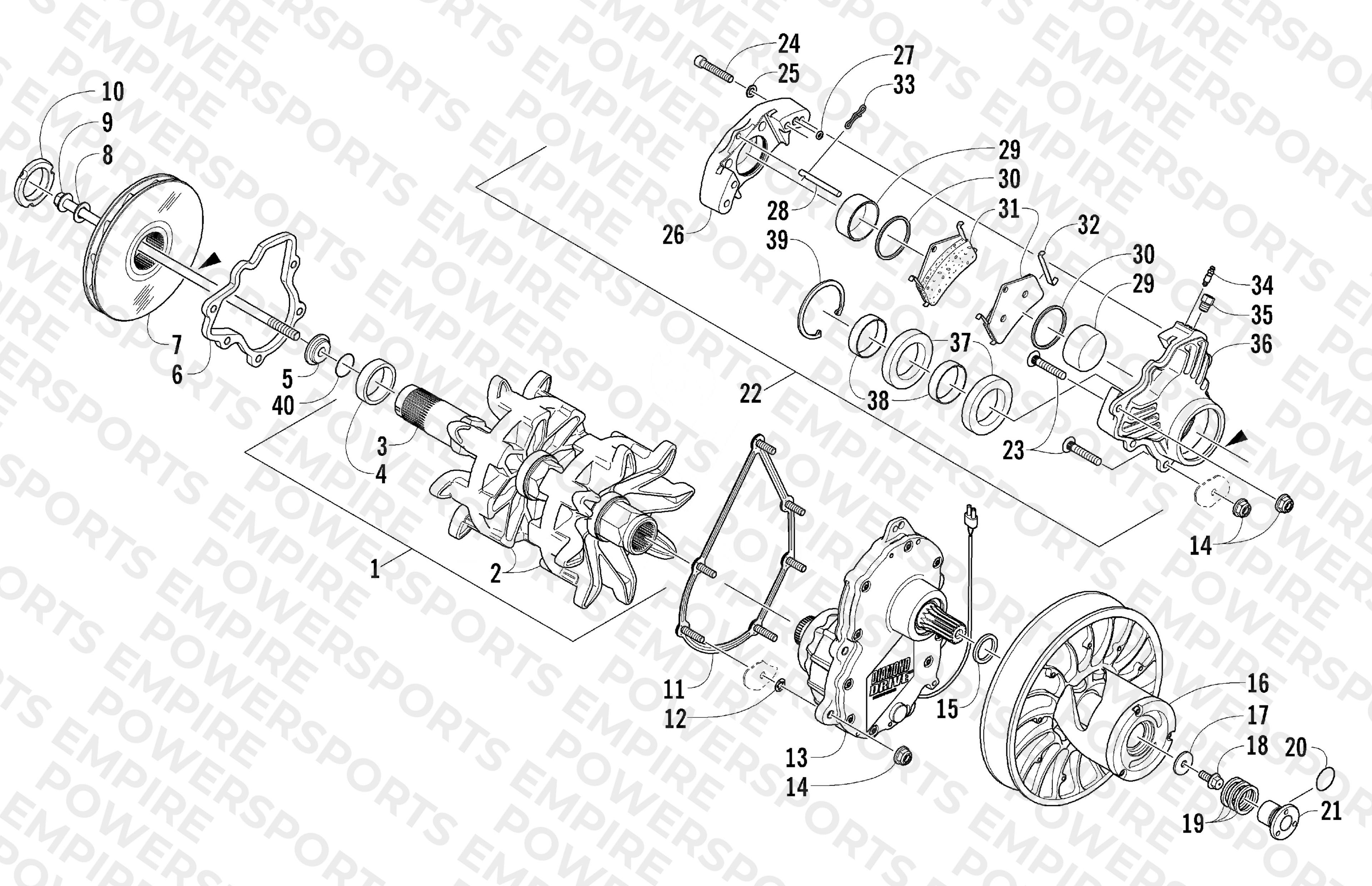 DRIVE TRAIN SHAFTS AND BRAKE ASSEMBLIES