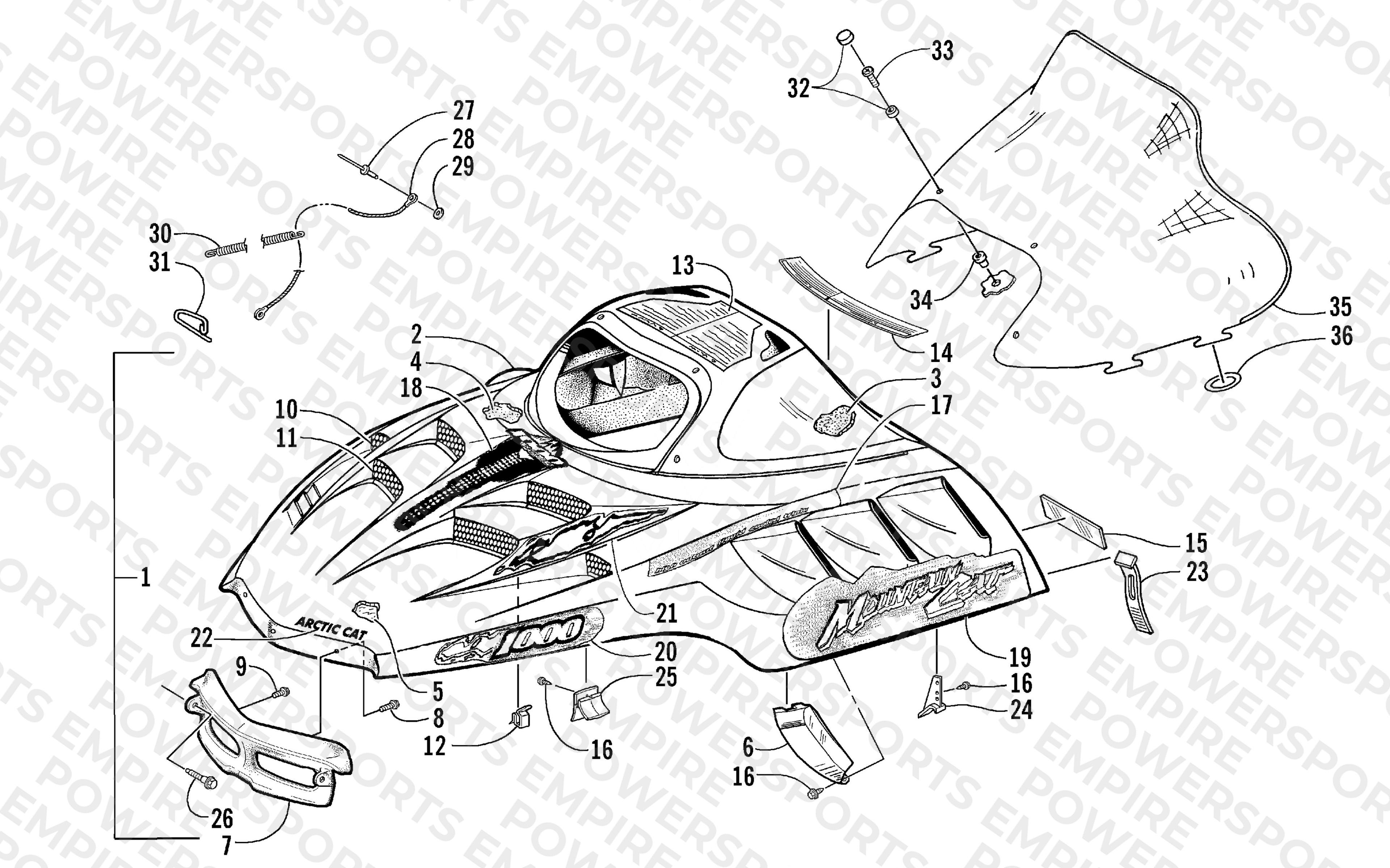 HOOD AND WINDSHIELD ASSEMBLY