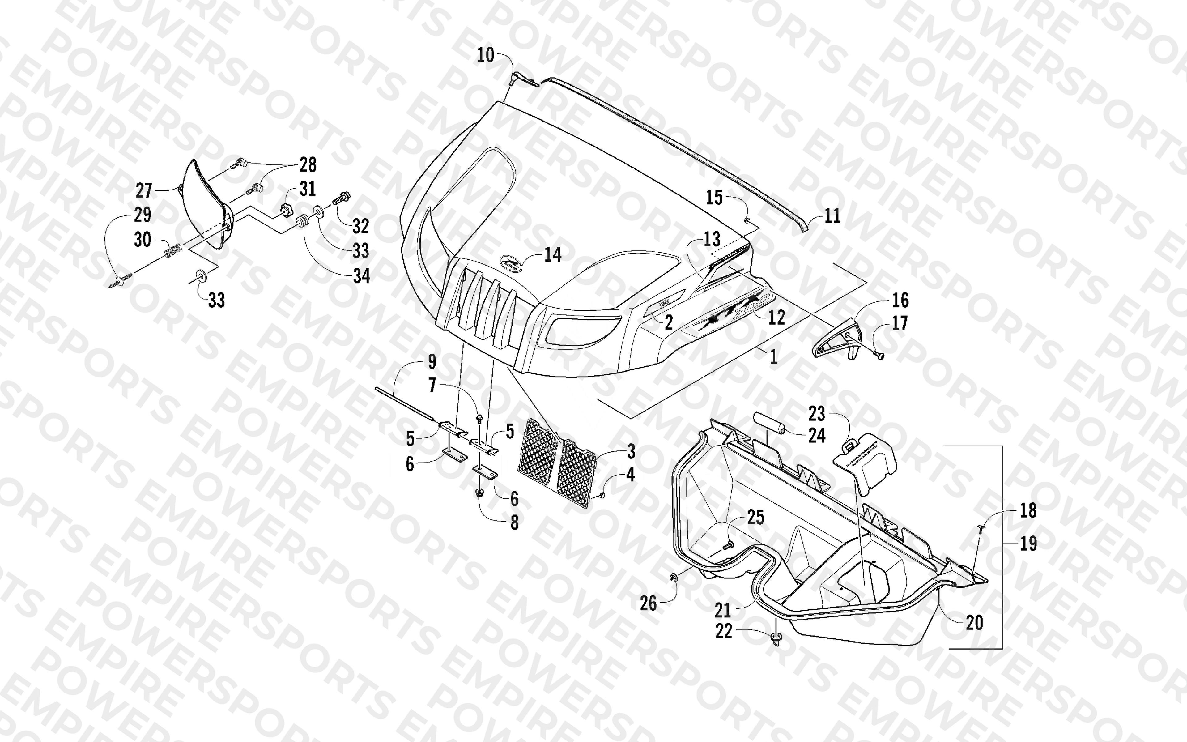 HOOD AND HEADLIGHT ASSEMBLY