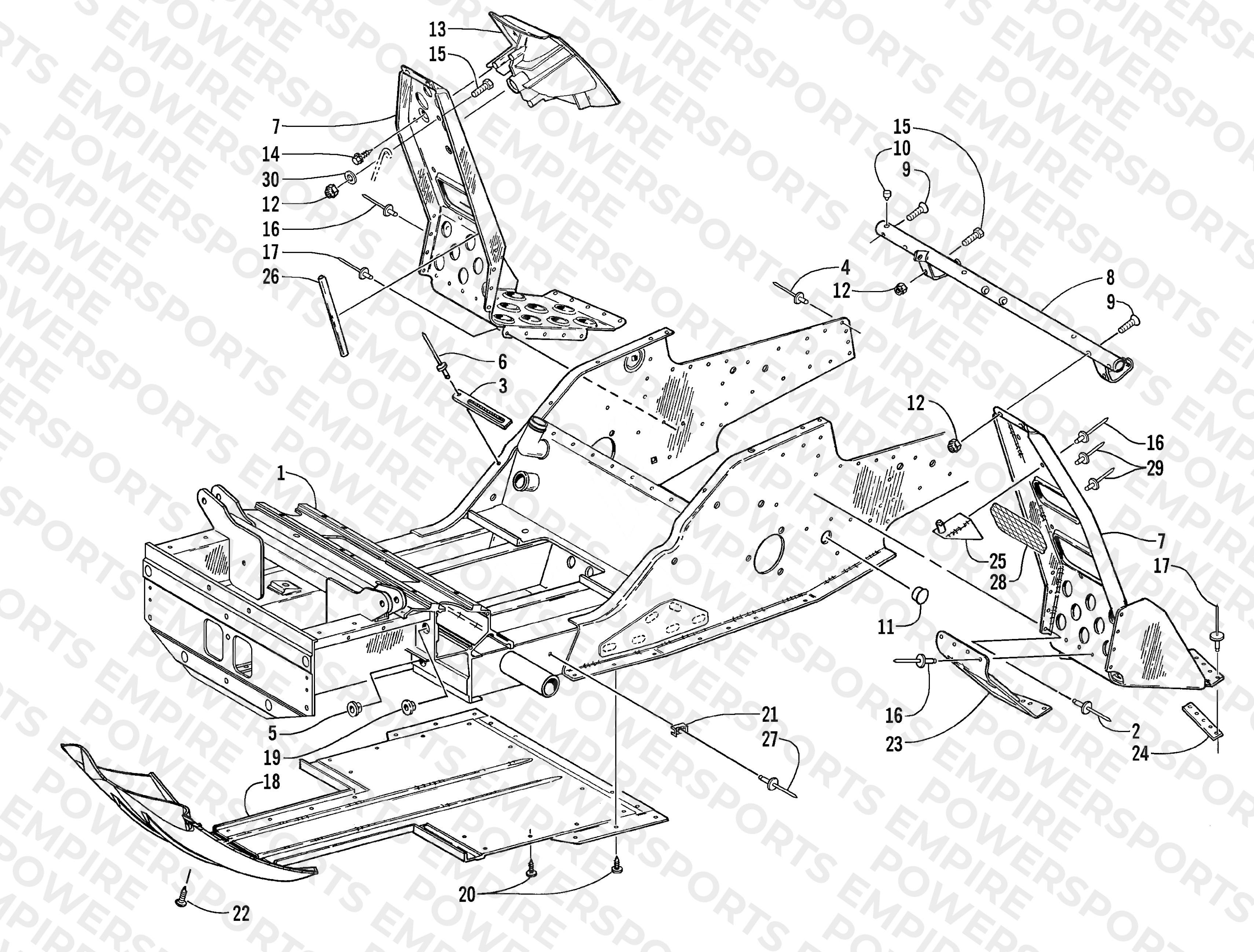 FRONT FRAME AND FOOTREST ASSEMBLY