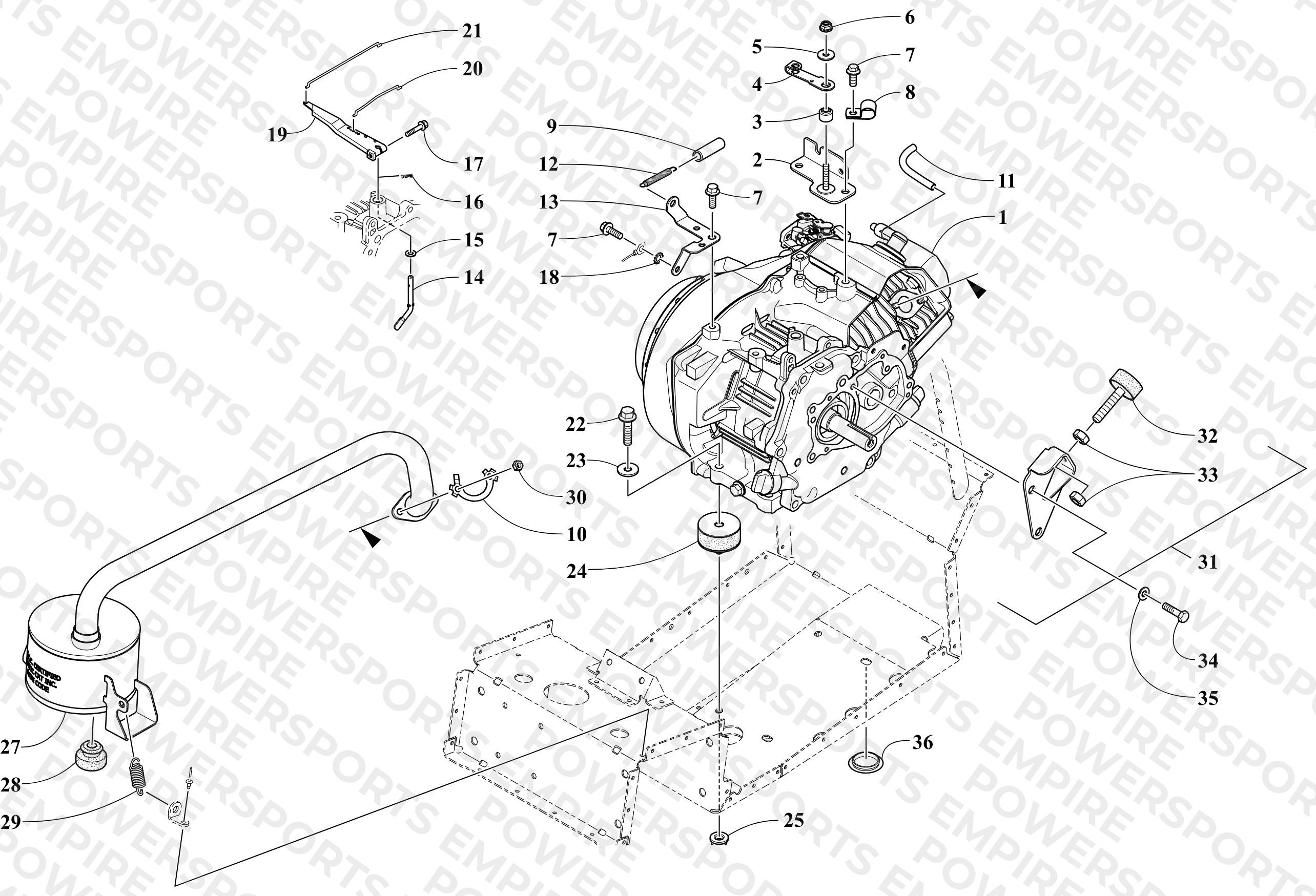 ENGINE, EXHAUST, AND RELATED PARTS