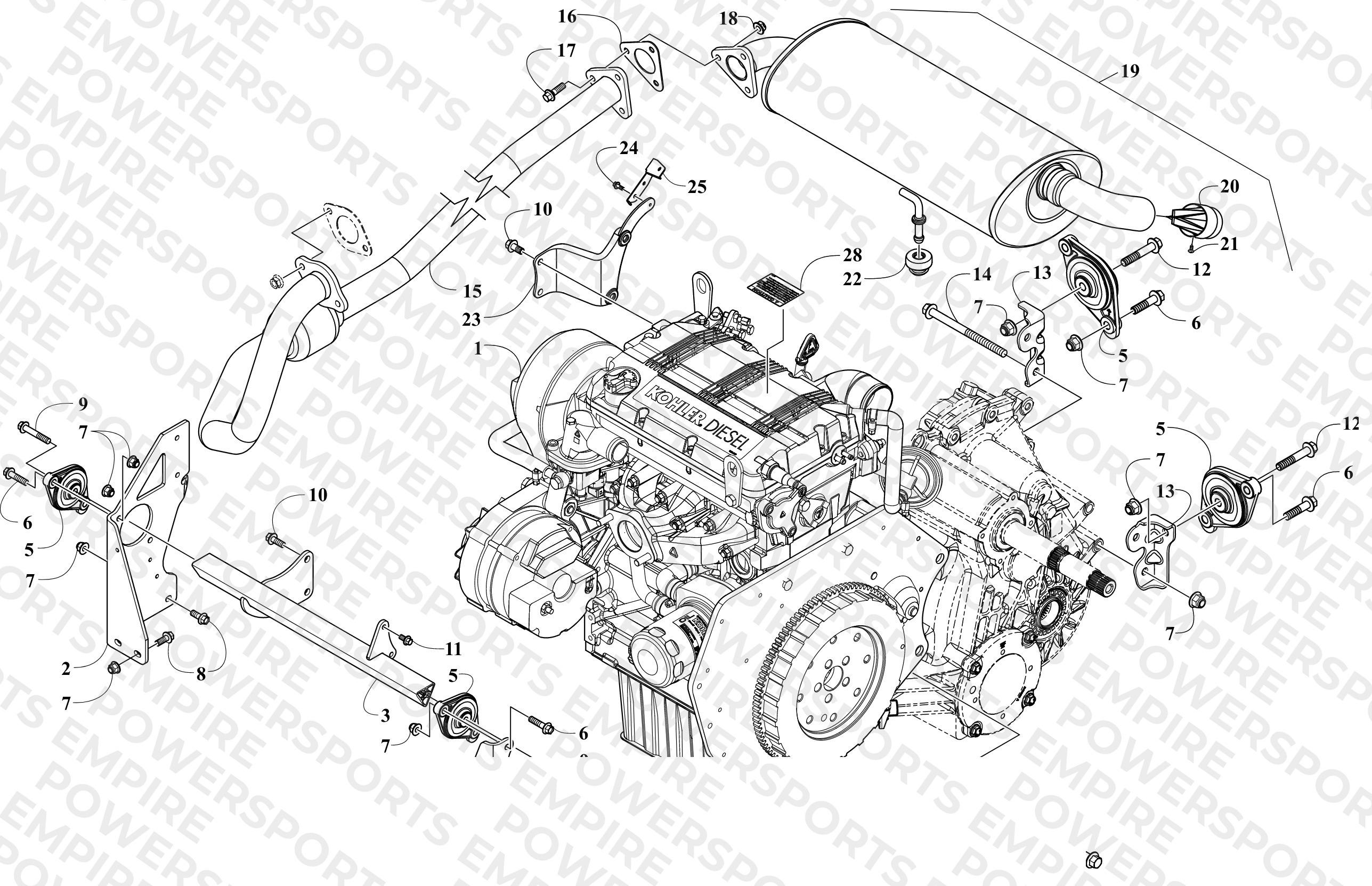ENGINE AND EXHAUST ASSEMBLY