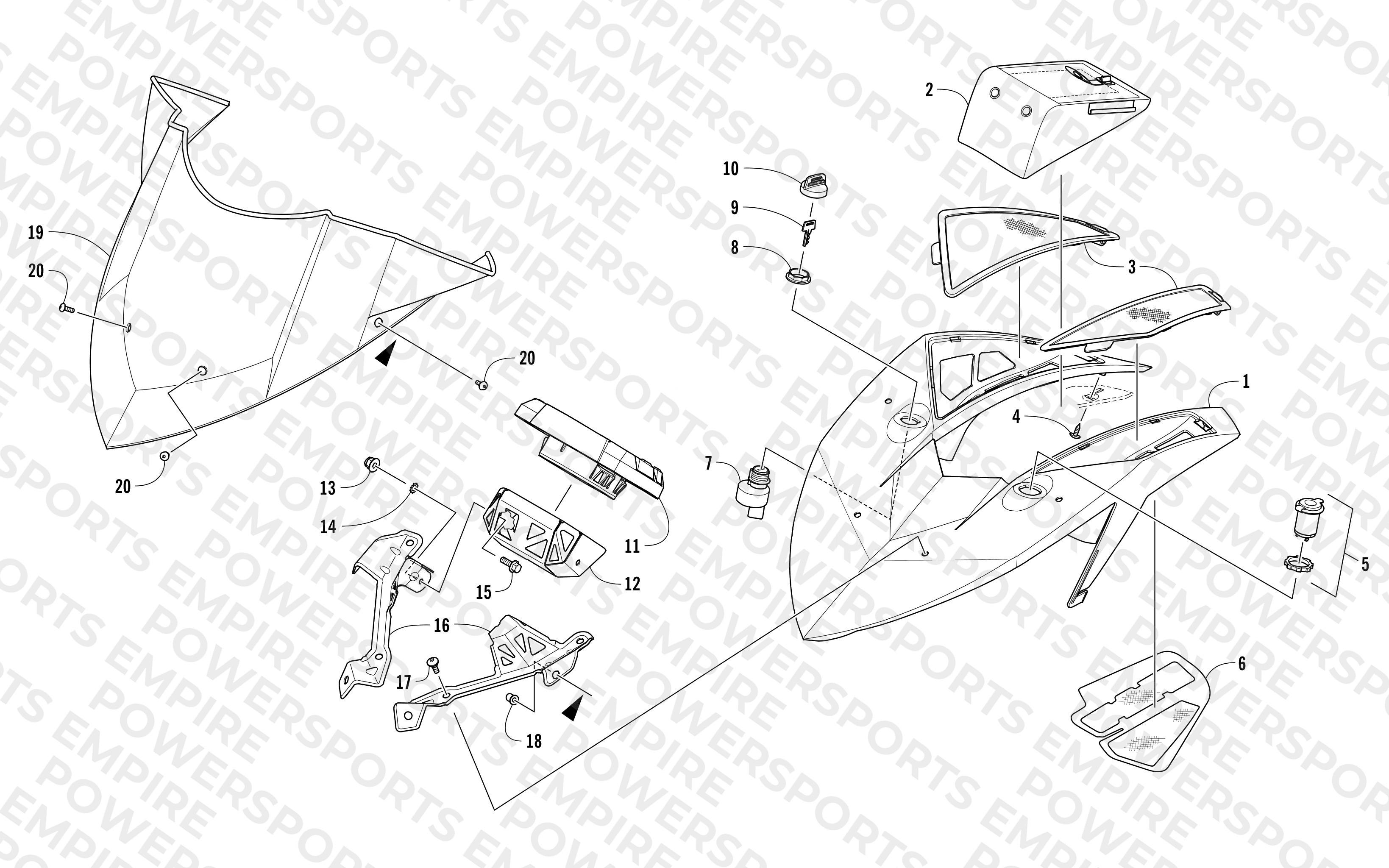 WINDSHIELD AND INSTRUMENTS ASSEMBLIES