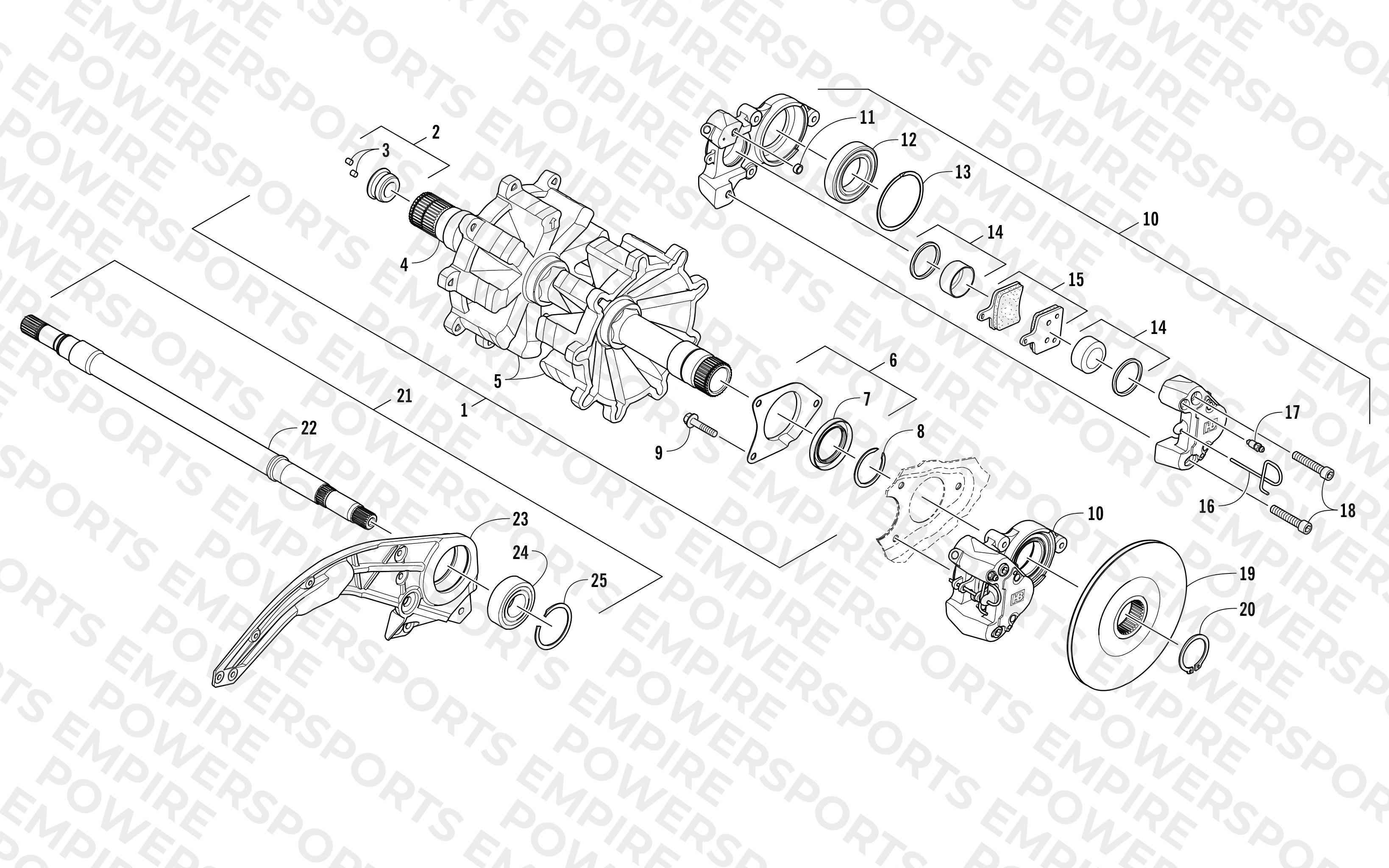 DRIVE TRAIN SHAFTS AND BRAKE ASSEMBLIES