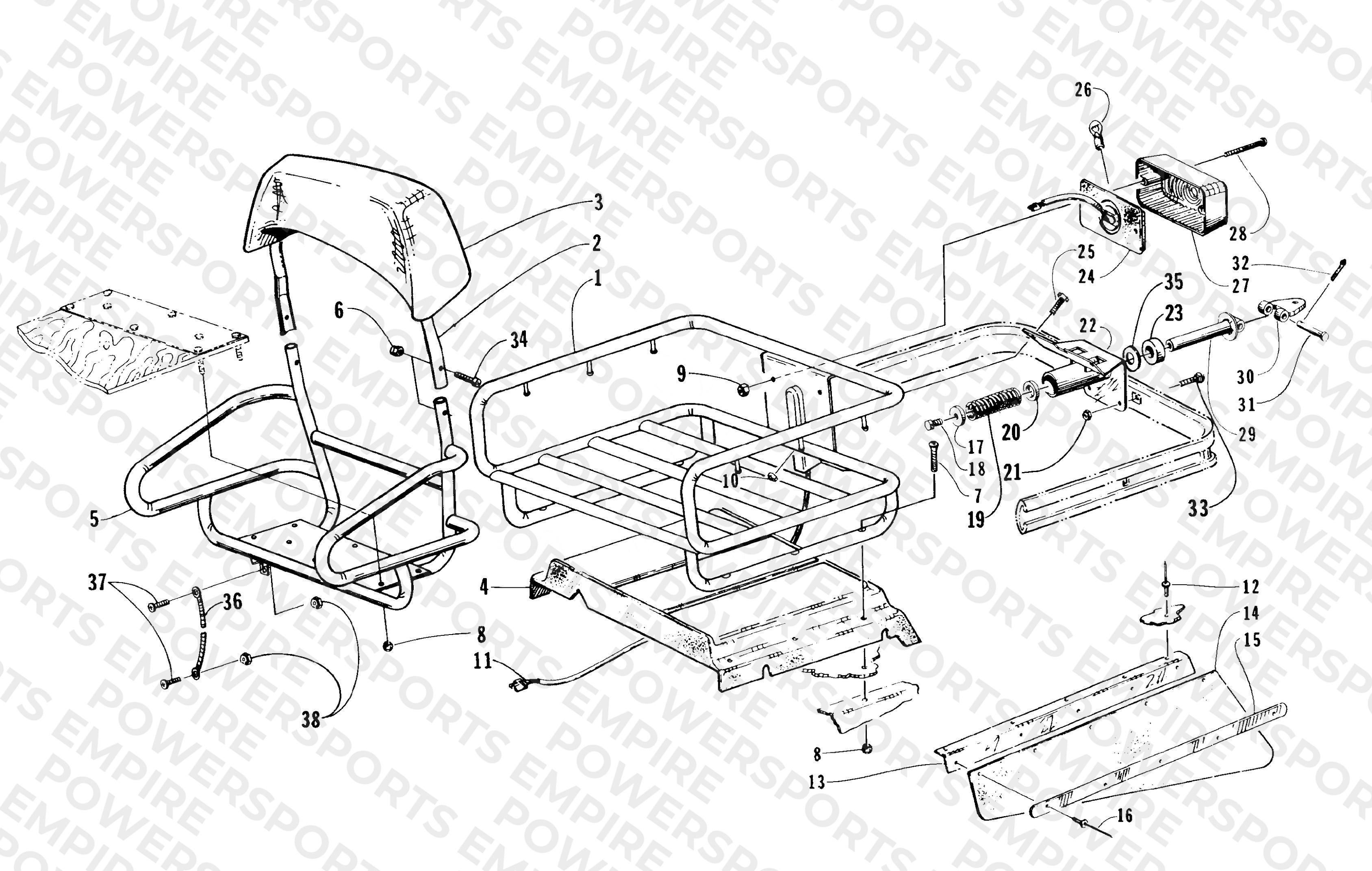 RACK, BACKREST, AND HITCH ASSEMBLIES