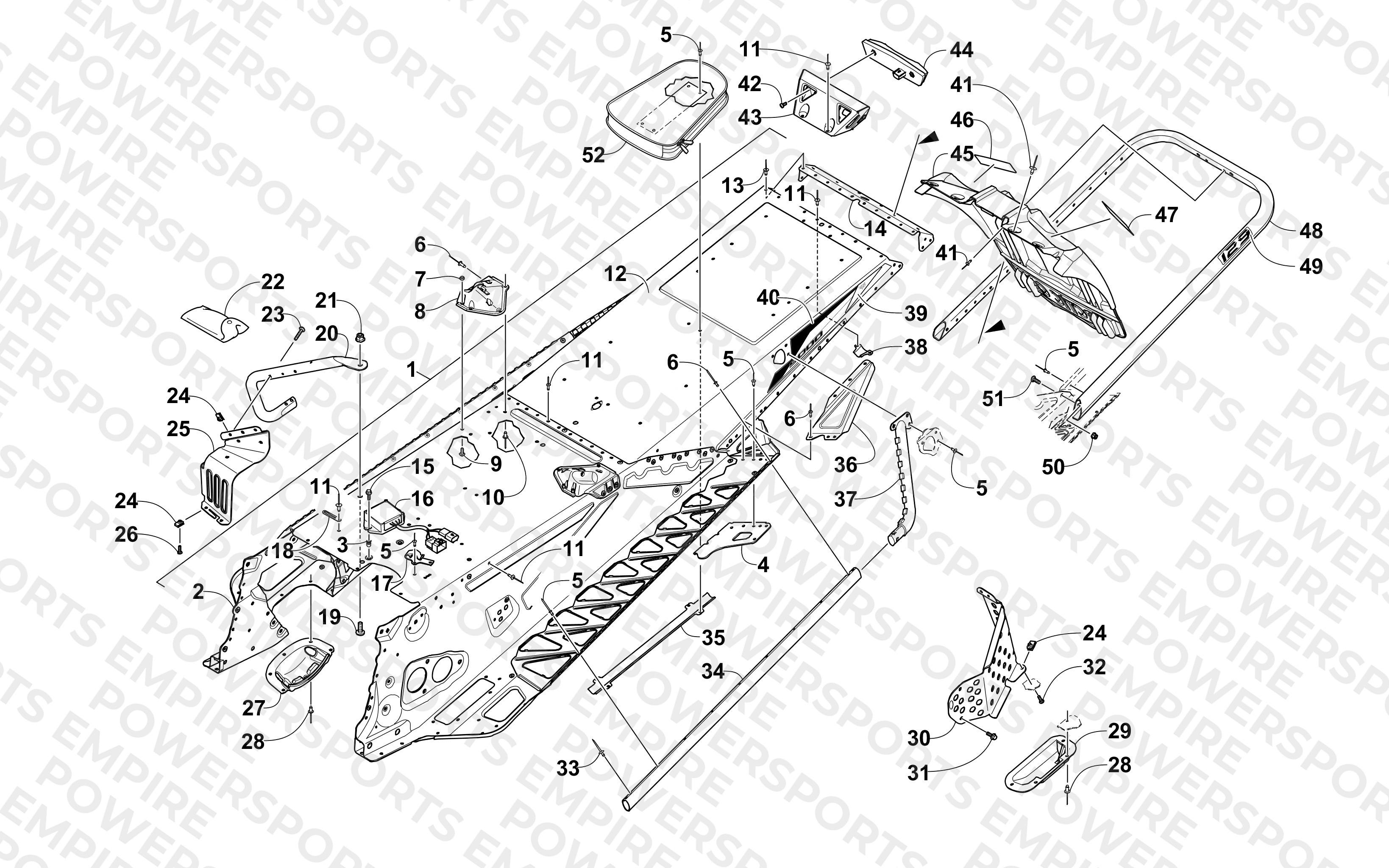 TUNNEL, REAR BUMPER, AND SNOWFLAP ASSEMBLY