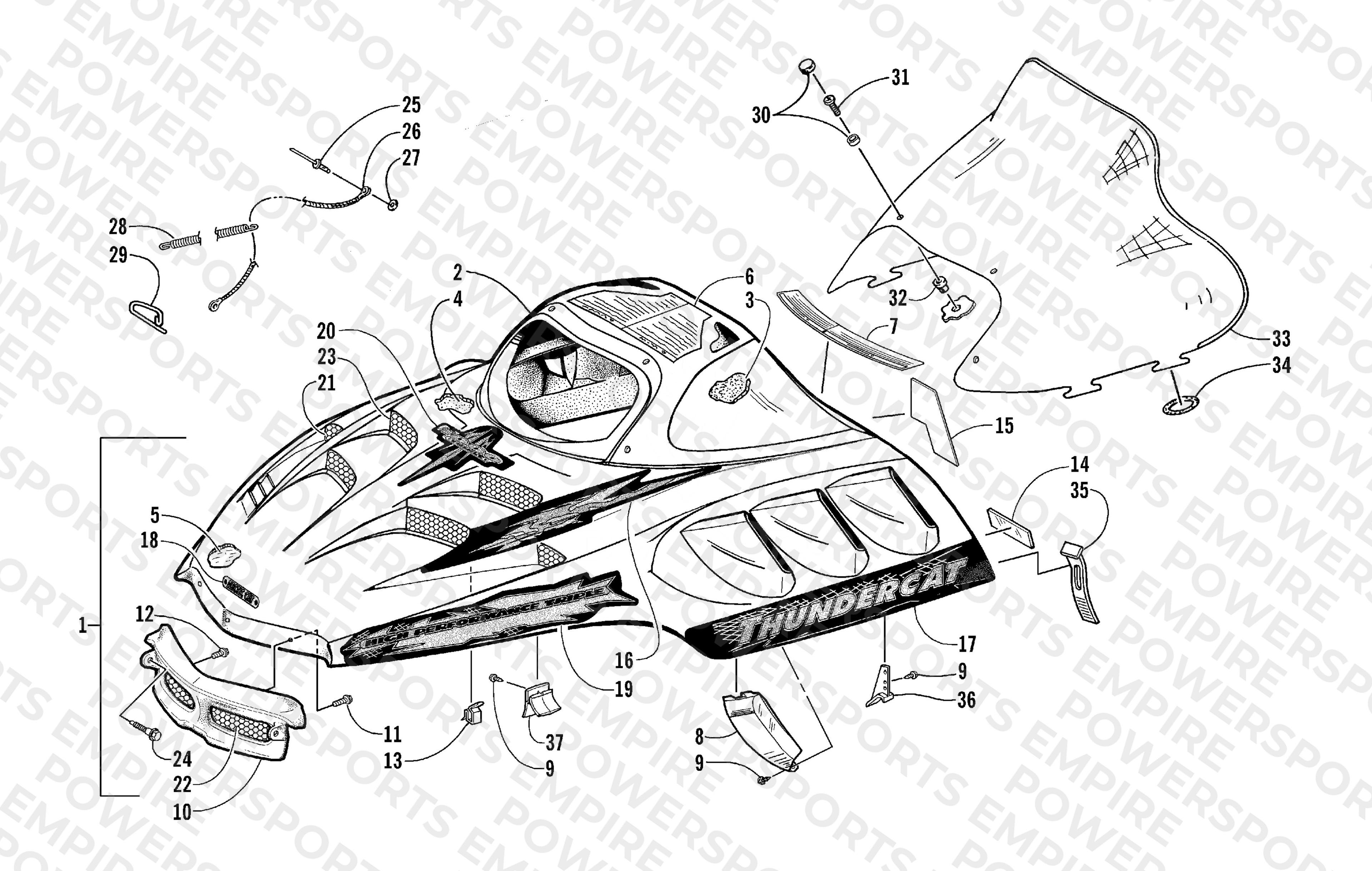 HOOD AND WINDSHIELD ASSEMBLY