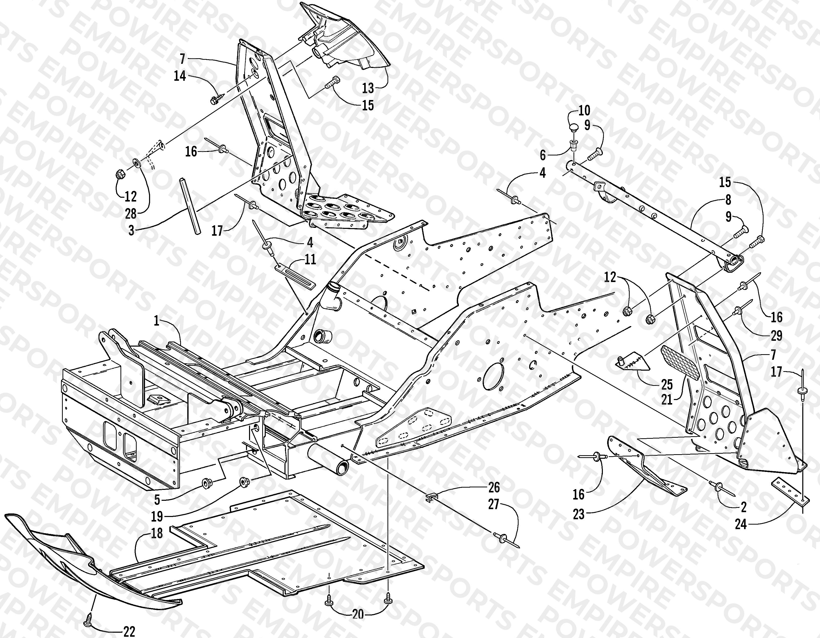 FRONT FRAME AND FOOTREST ASSEMBLY