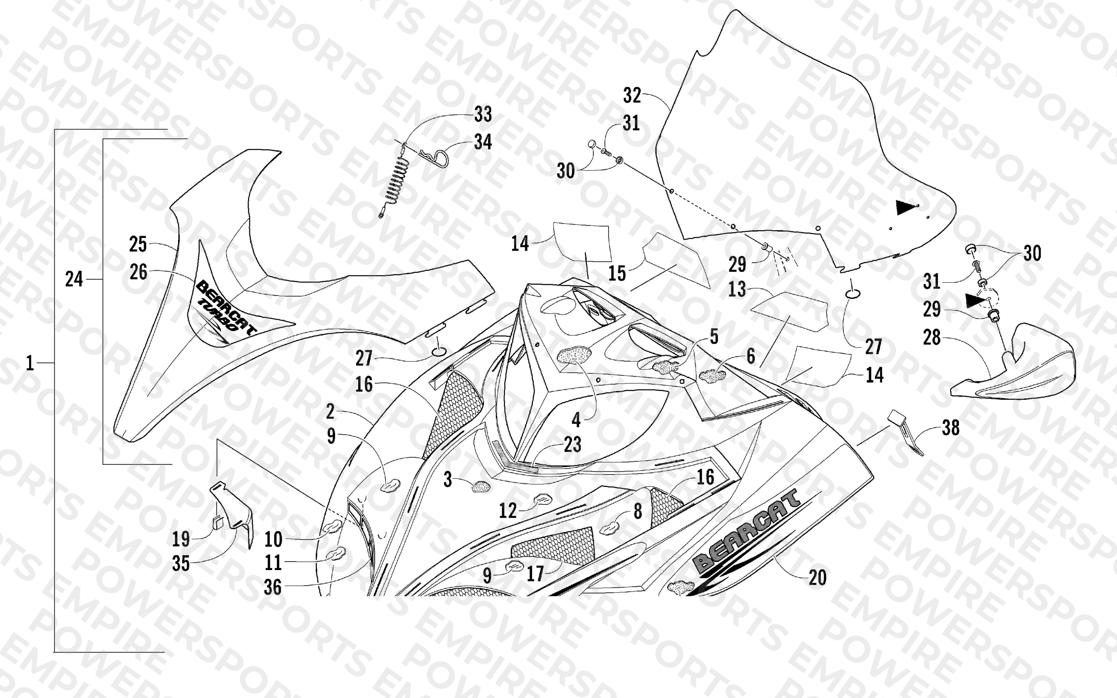 HOOD AND WINDSHIELD ASSEMBLY